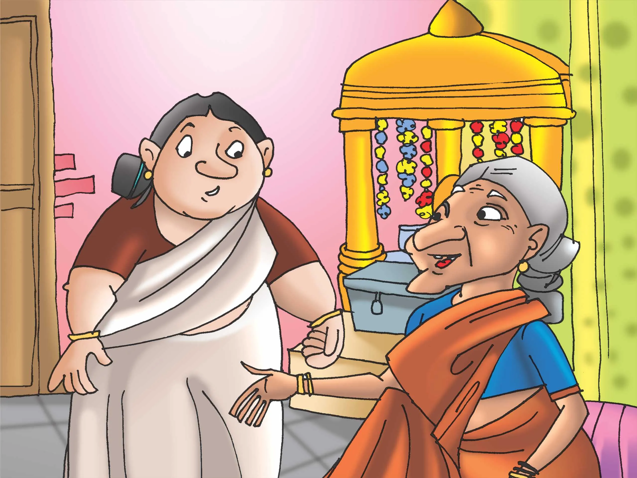 cartoon image of an old women