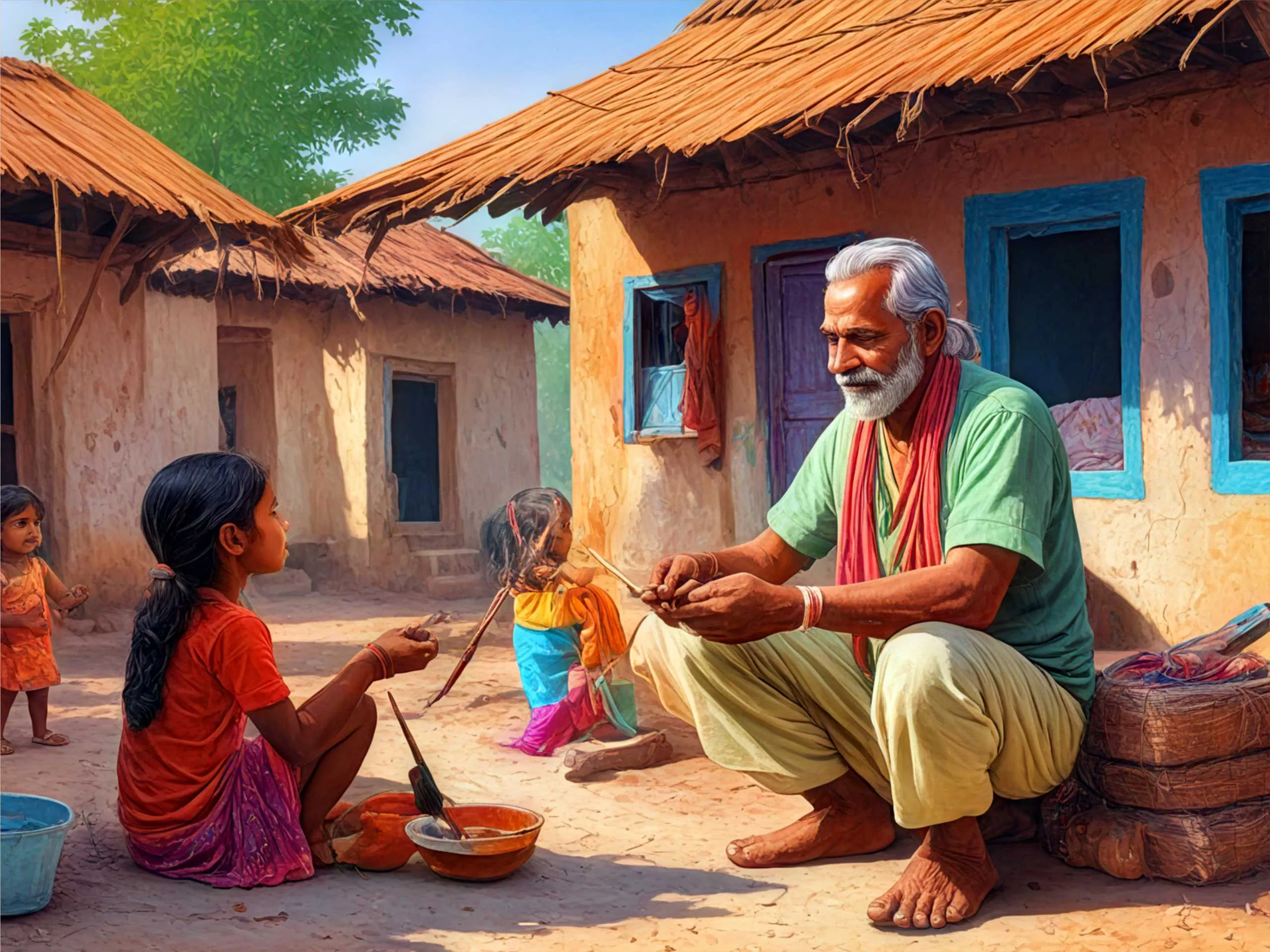 cartoon image of an old indian man 