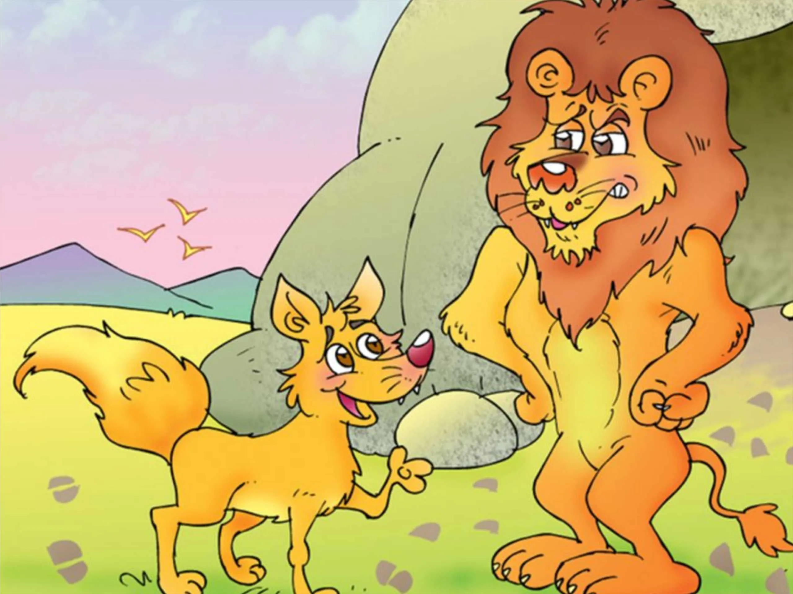 Fox and Lion cartoon image