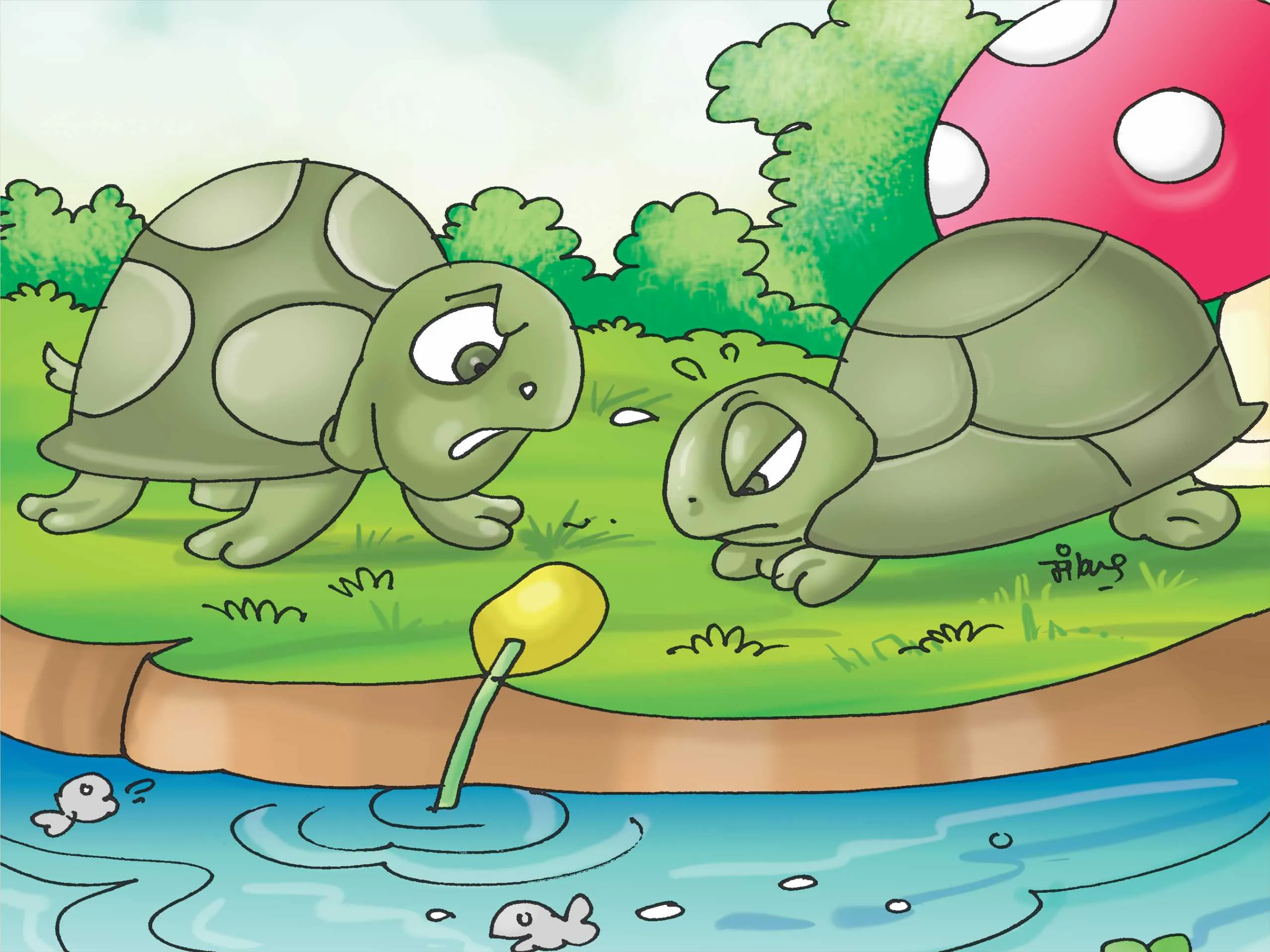 Two turtles cartoon image