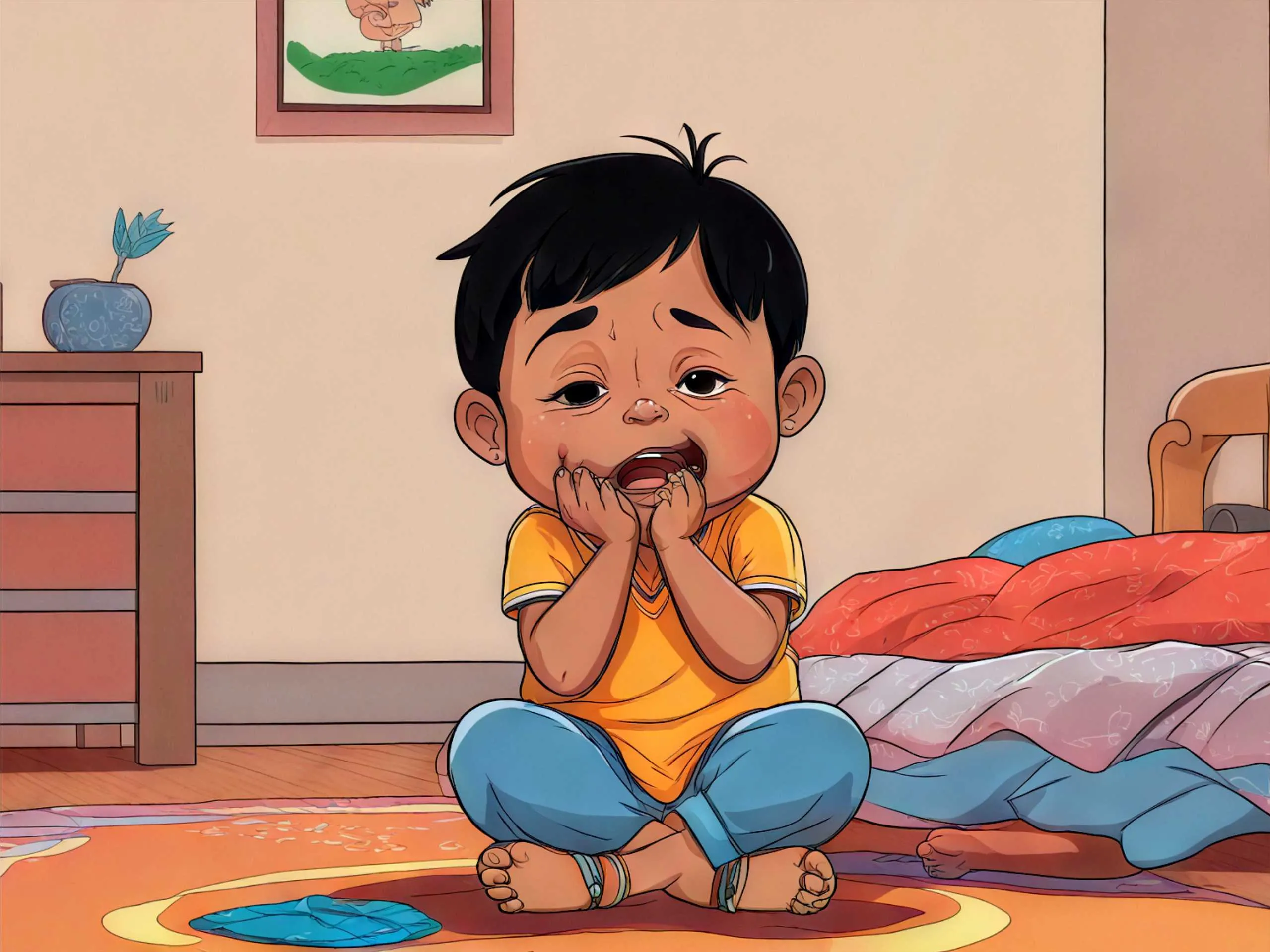 Cartoon image of a kid crying