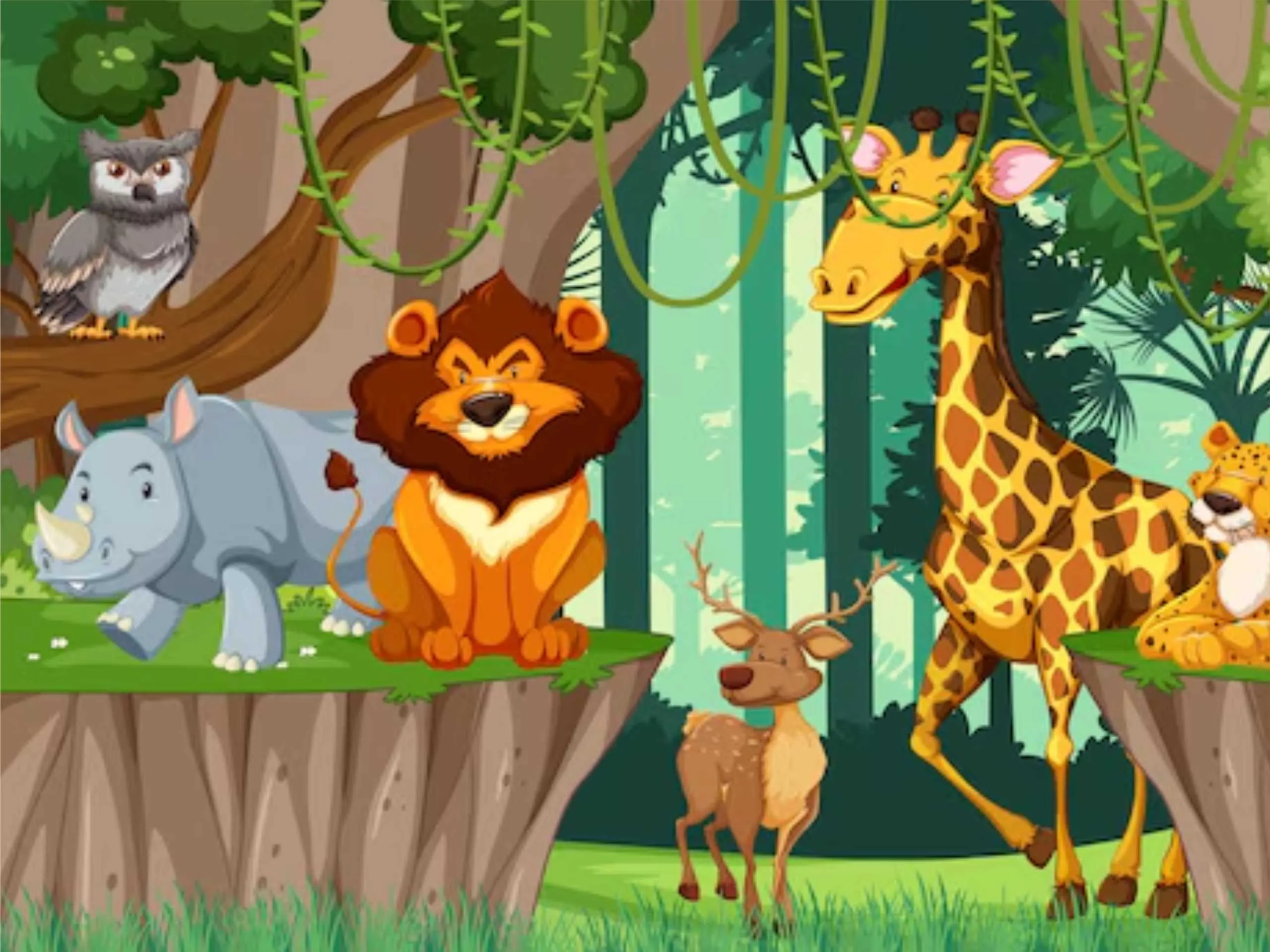 cartoon image of jungle animals