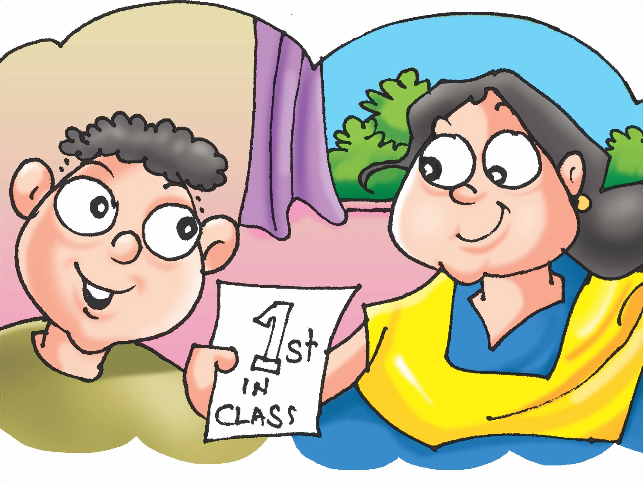 Boy showing his result cartoon image