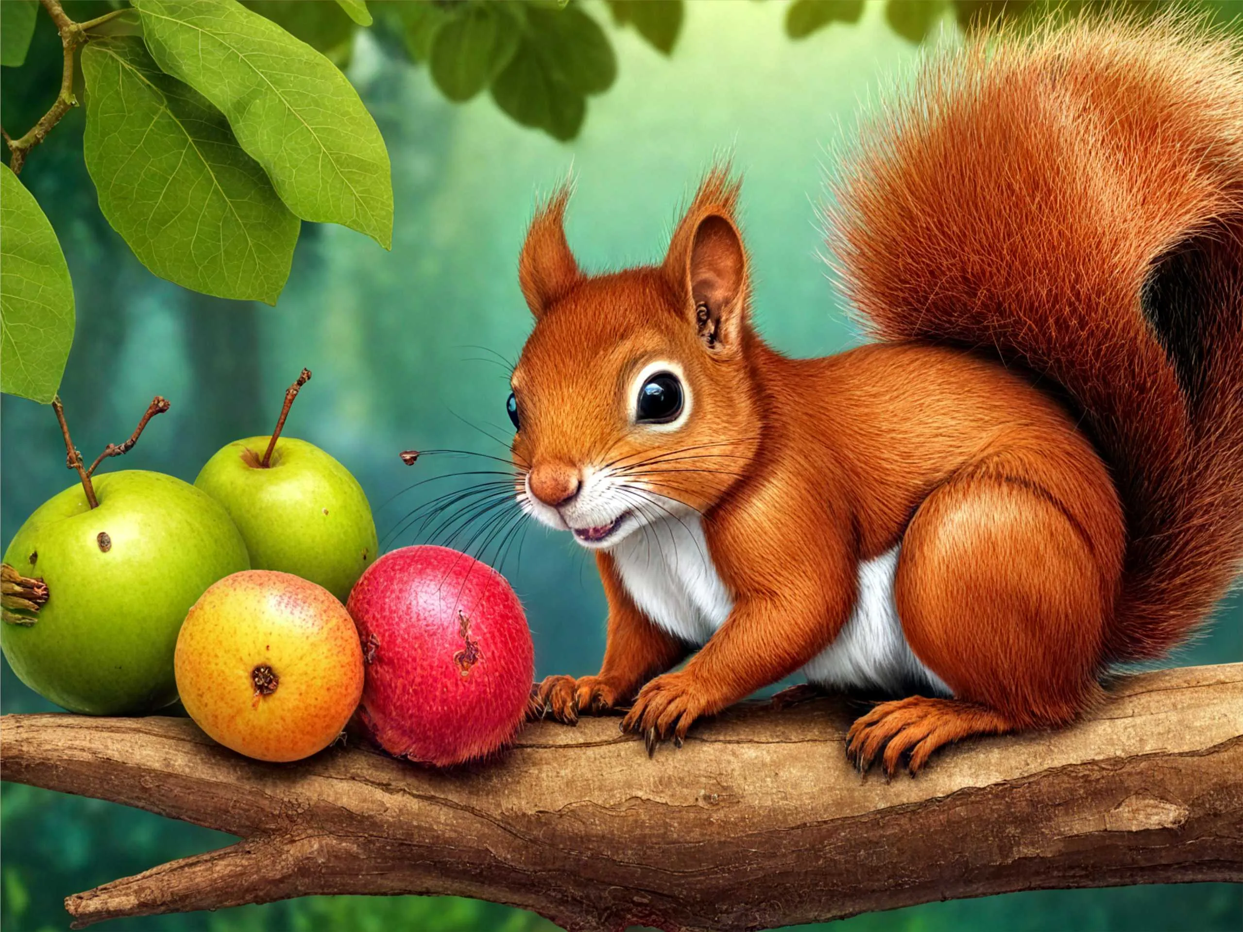 cartoon image of a squirrel in jungle
