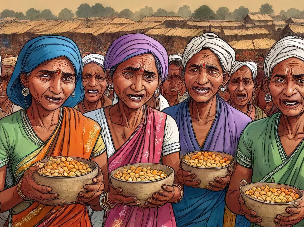 cartoon image of indian villagers