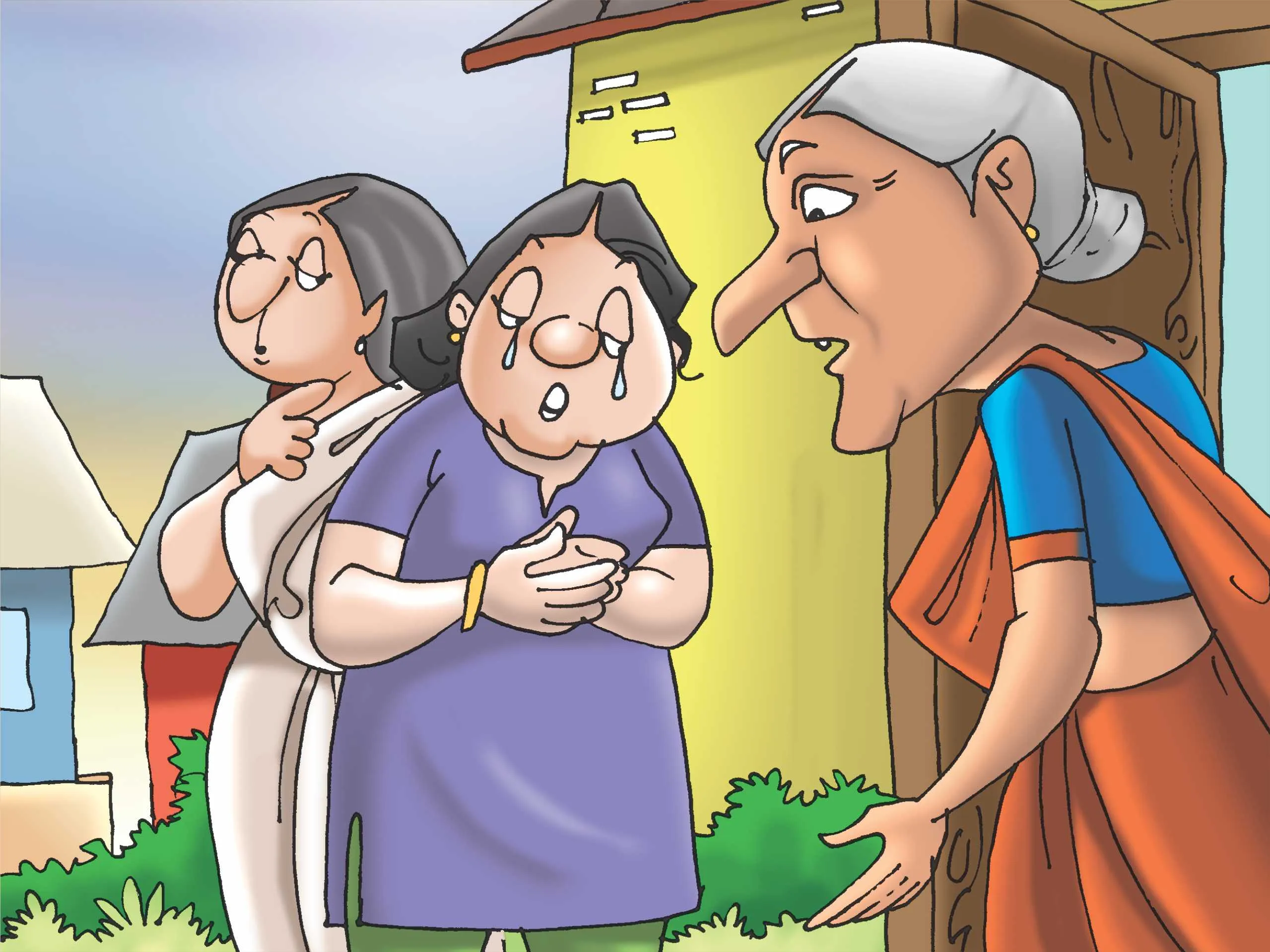 cartoon image of an old women