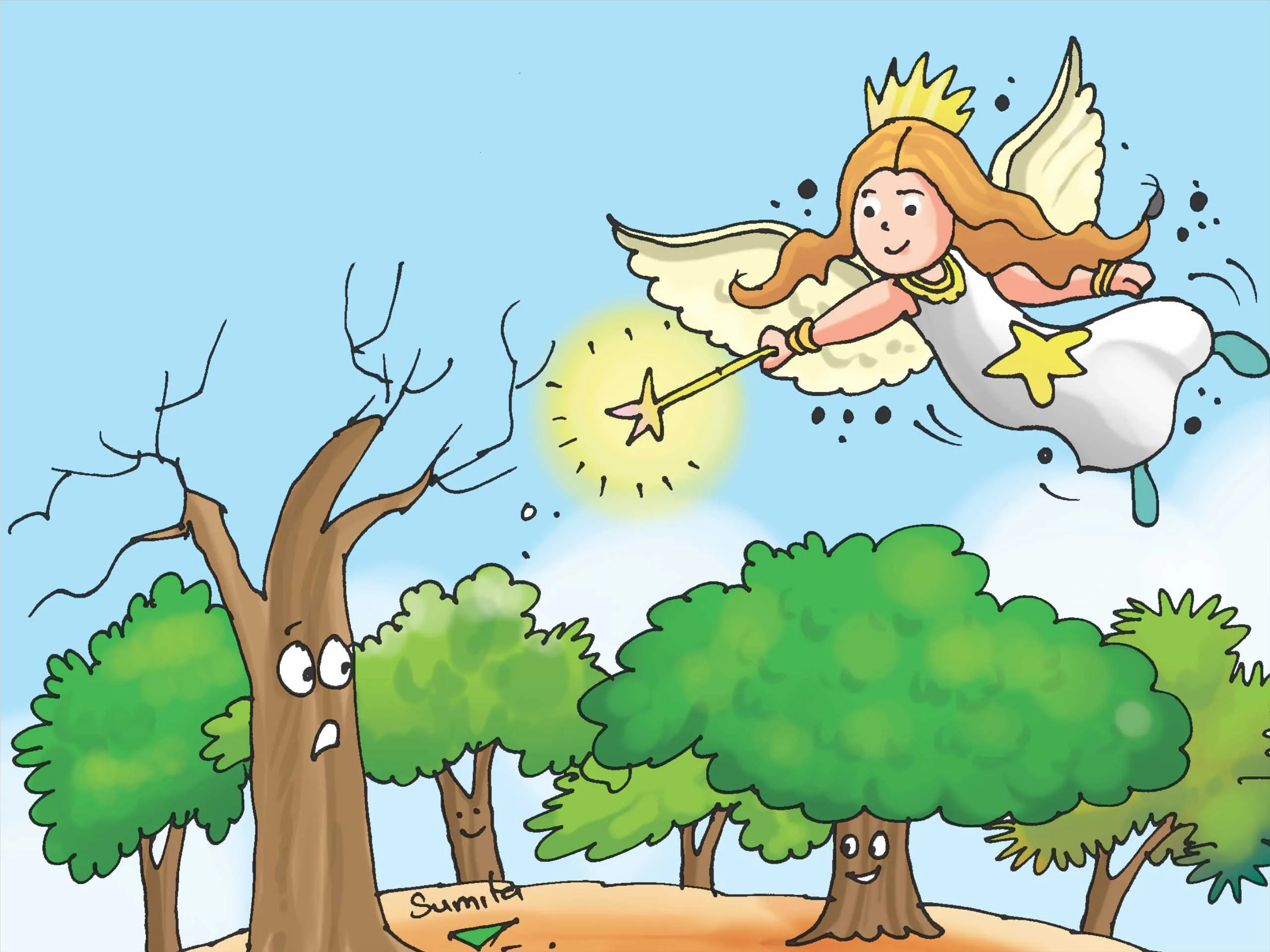 Forest Angel Doing Tricks Cartoon image