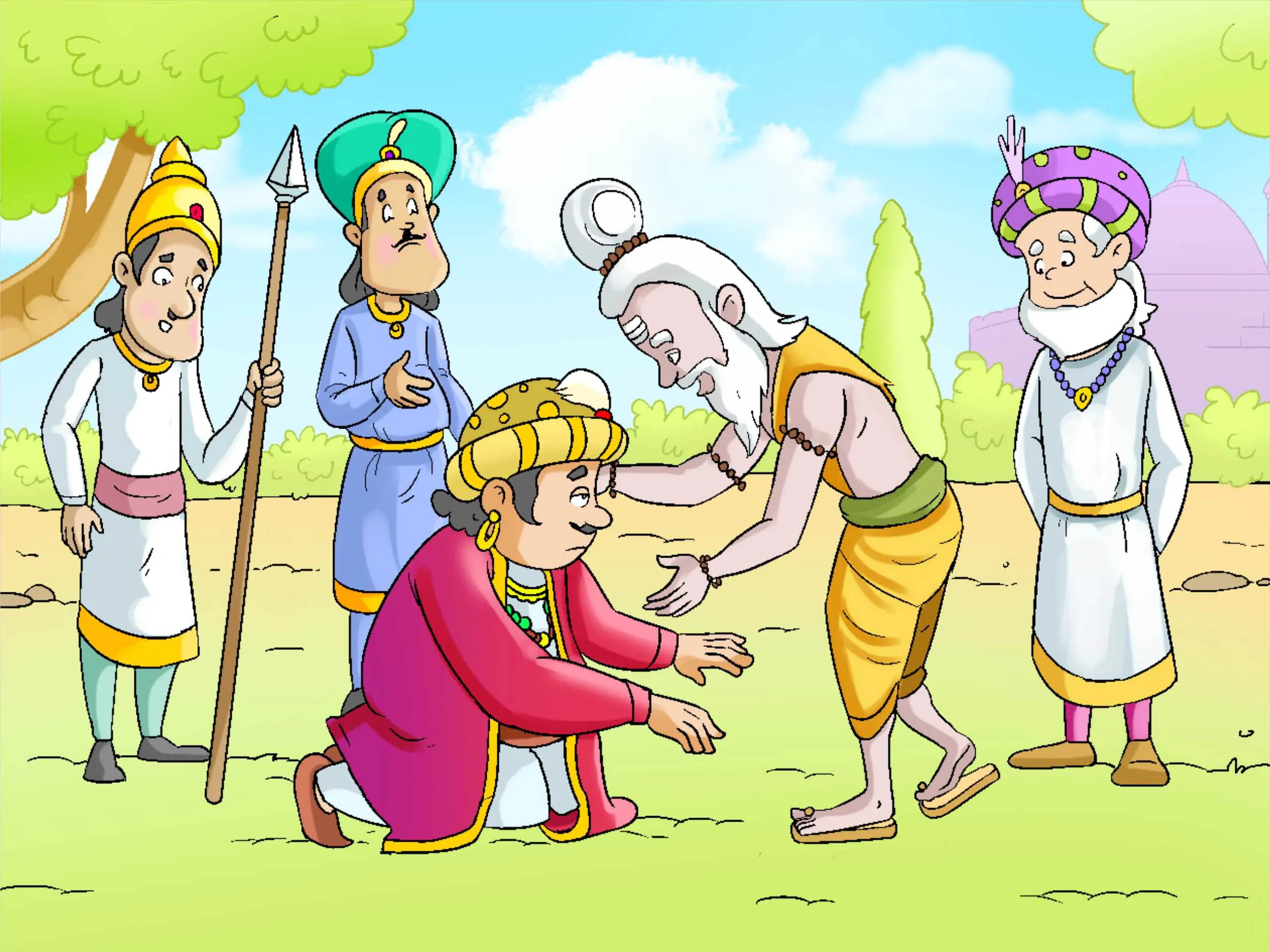 King talking to saint cartoon image lotpot