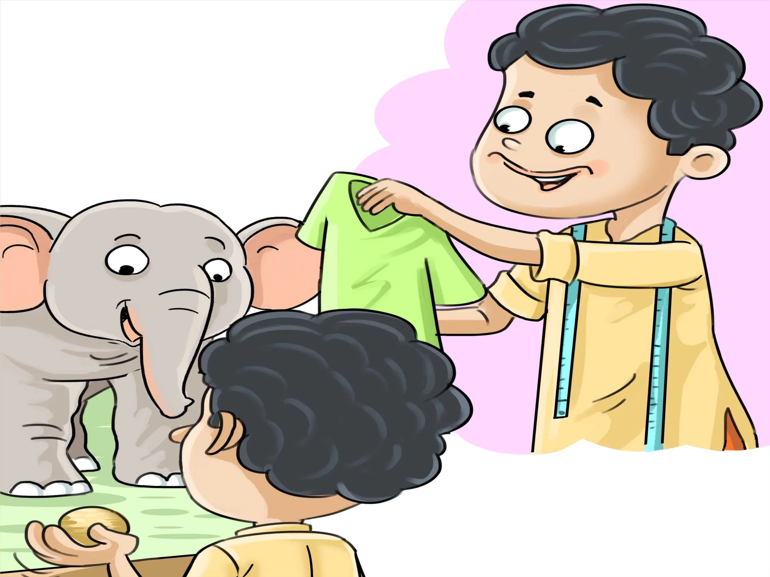 elephant throwing water on a man cartoon image