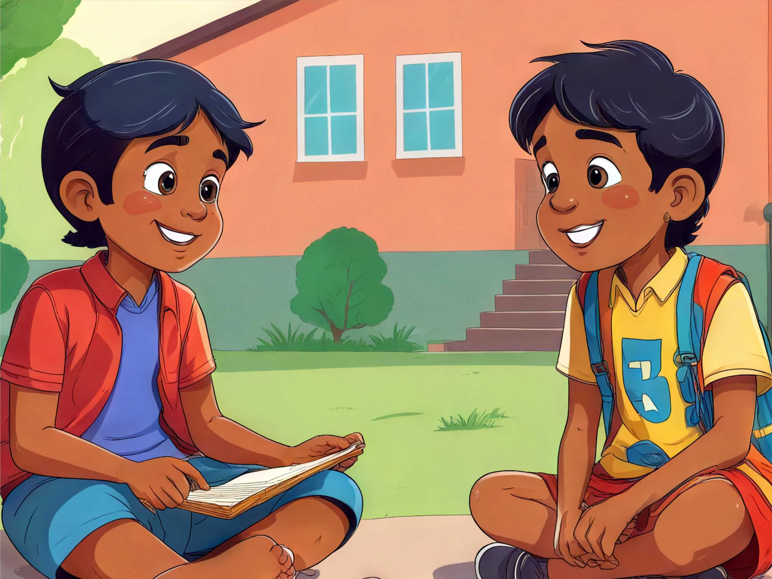 cartoon image two kids 