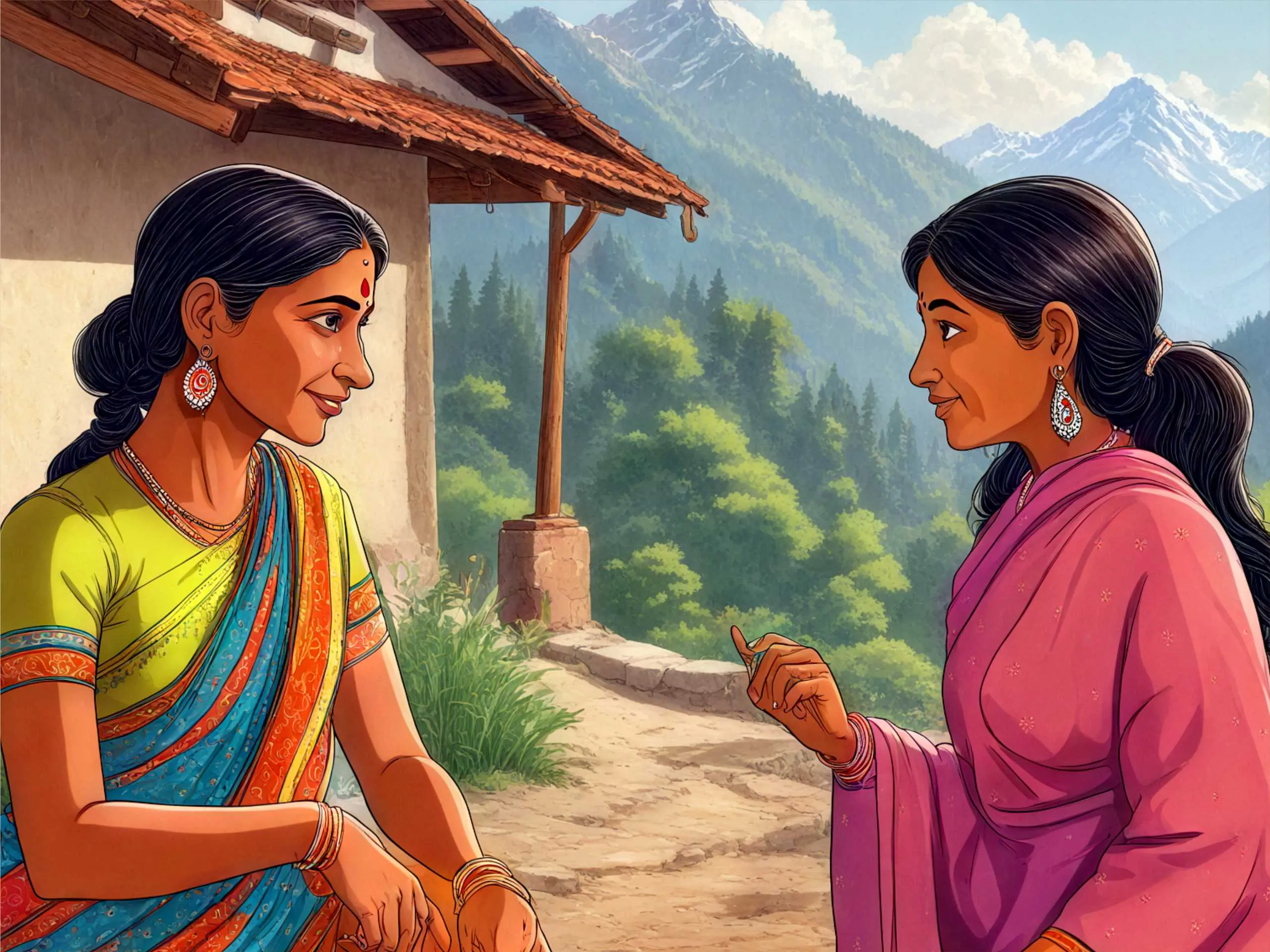 cartoon image of mother and daughter talking