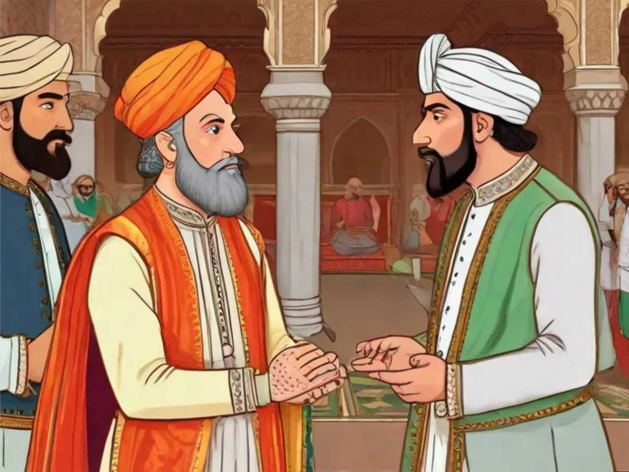 cartoon image of mughal king