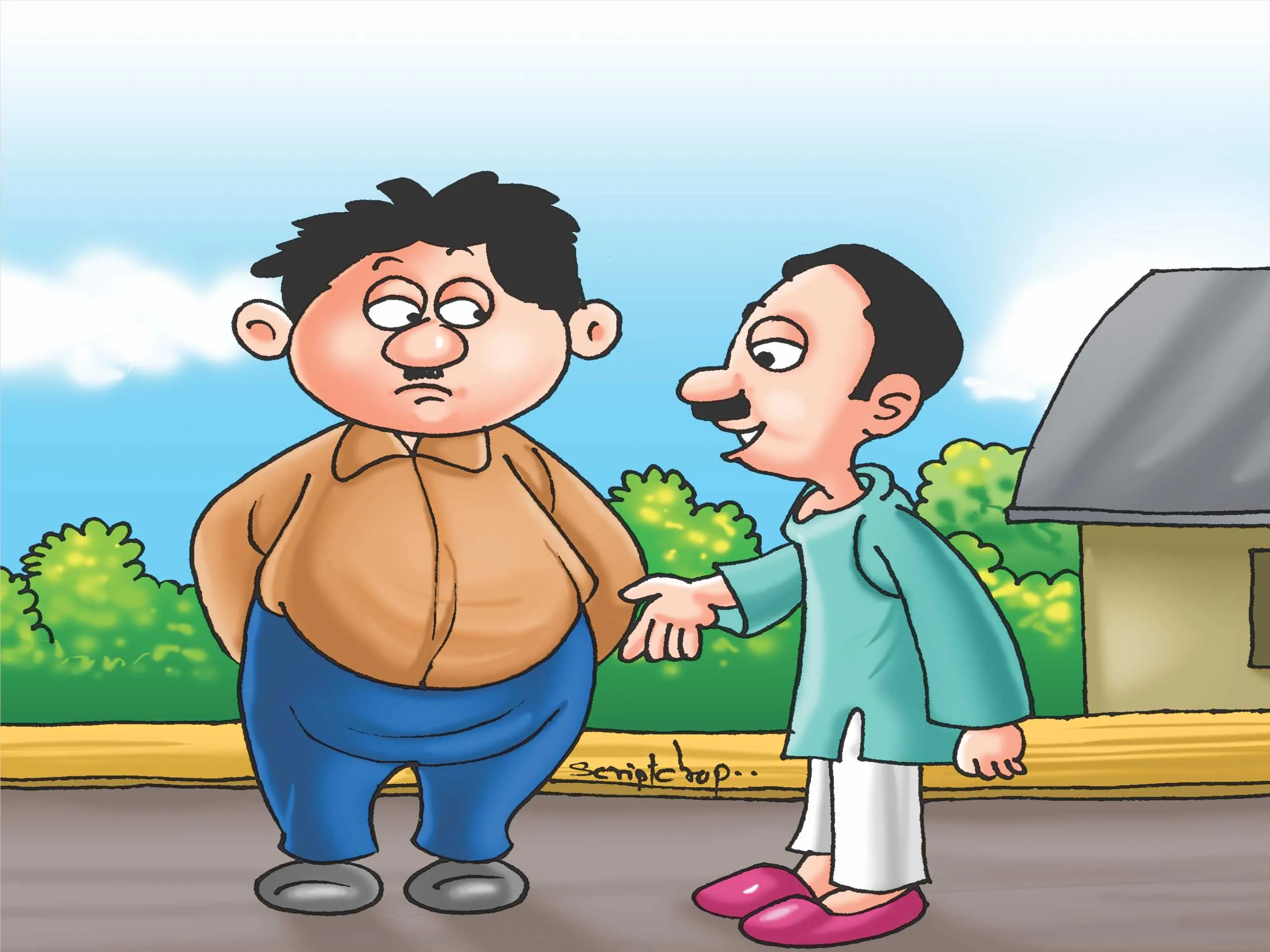 two friends talking cartoon image