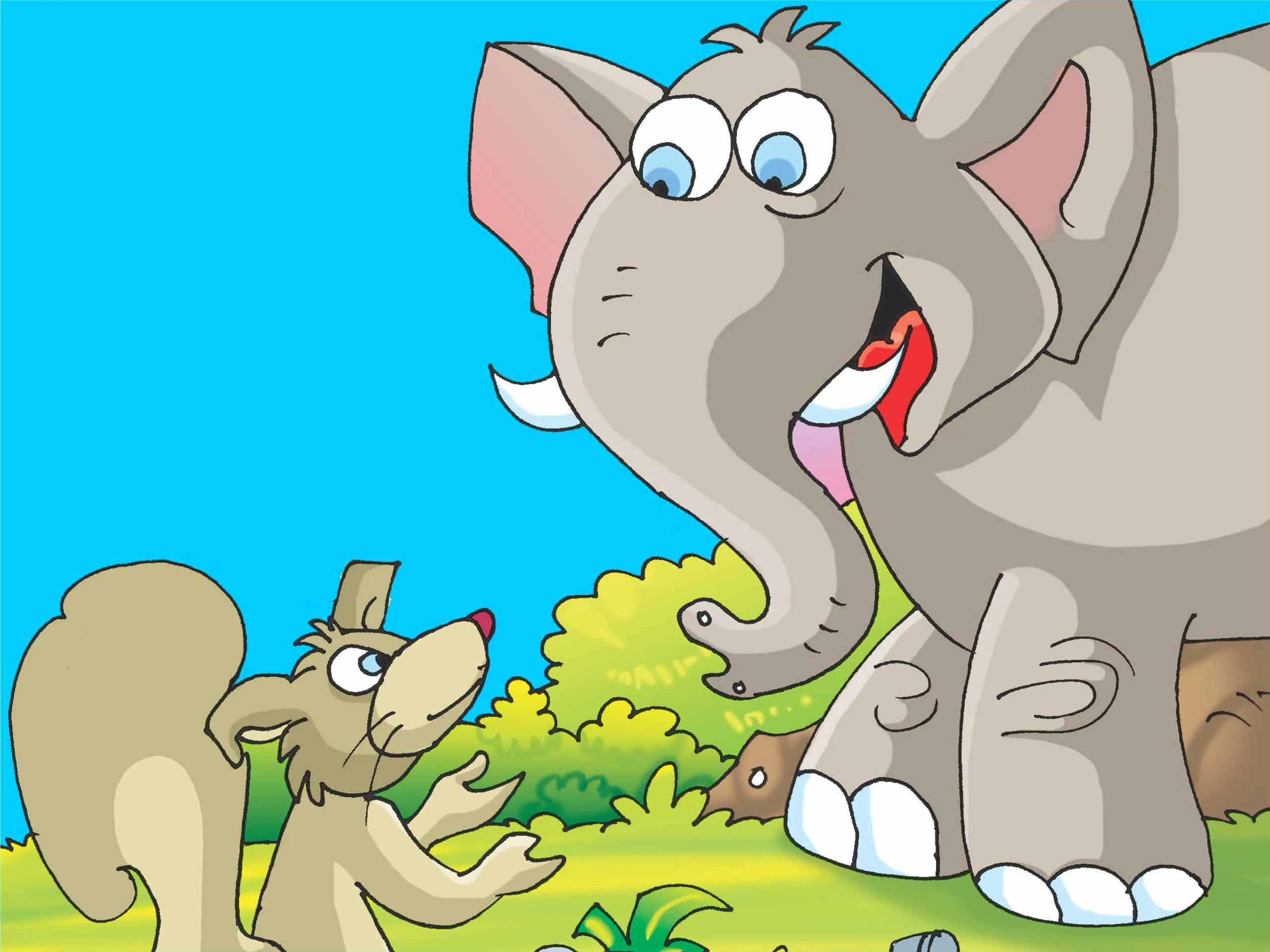 Elephant and squirrel cartoon image