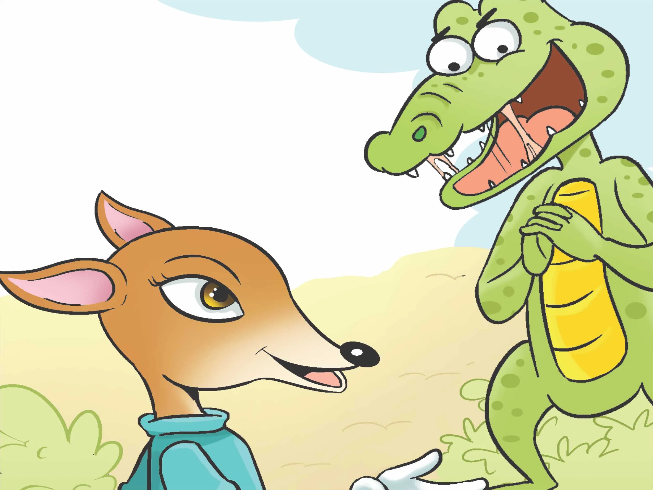 Deer and crocodile cartoon image