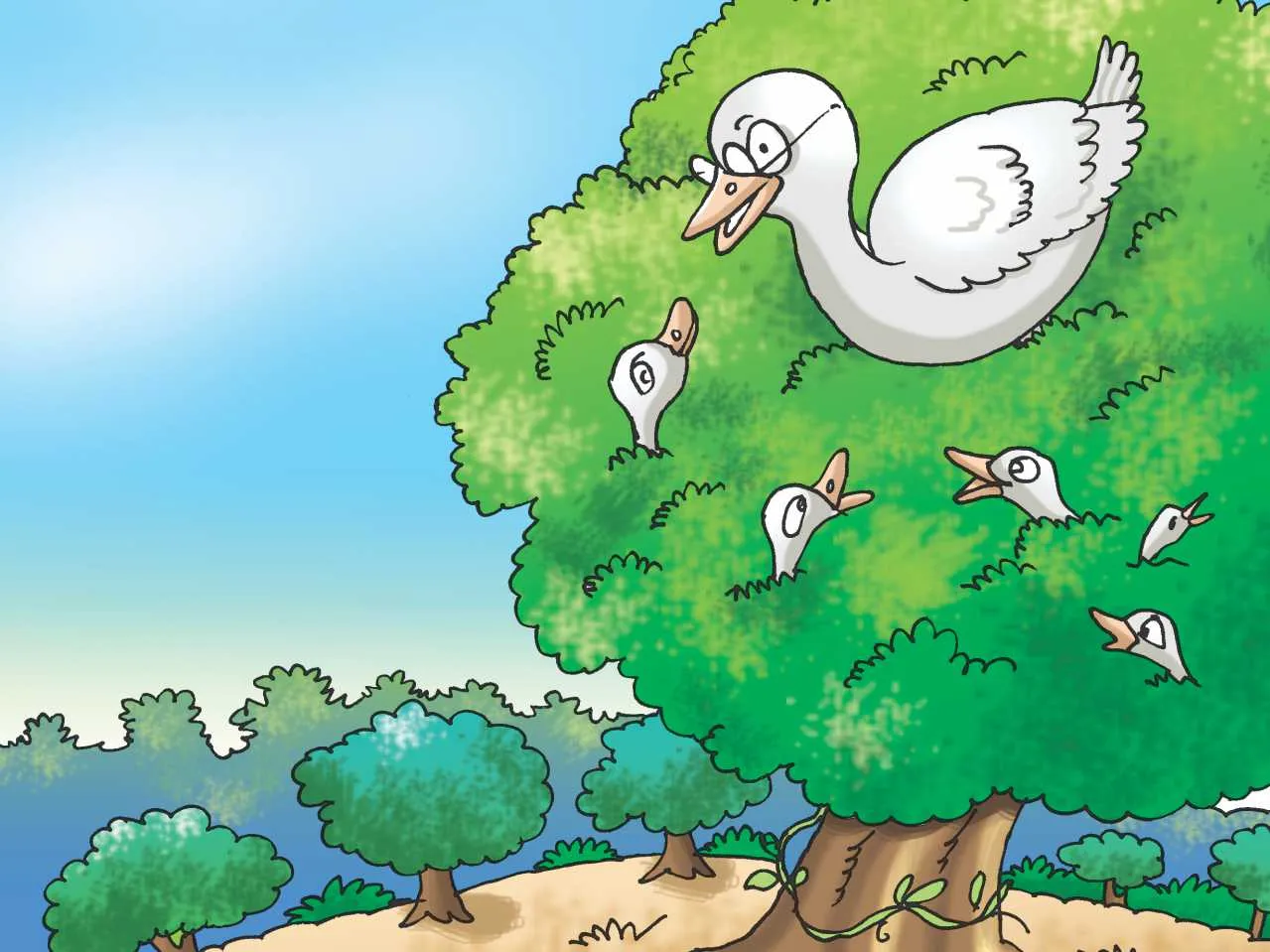 Swan on tree cartoon image