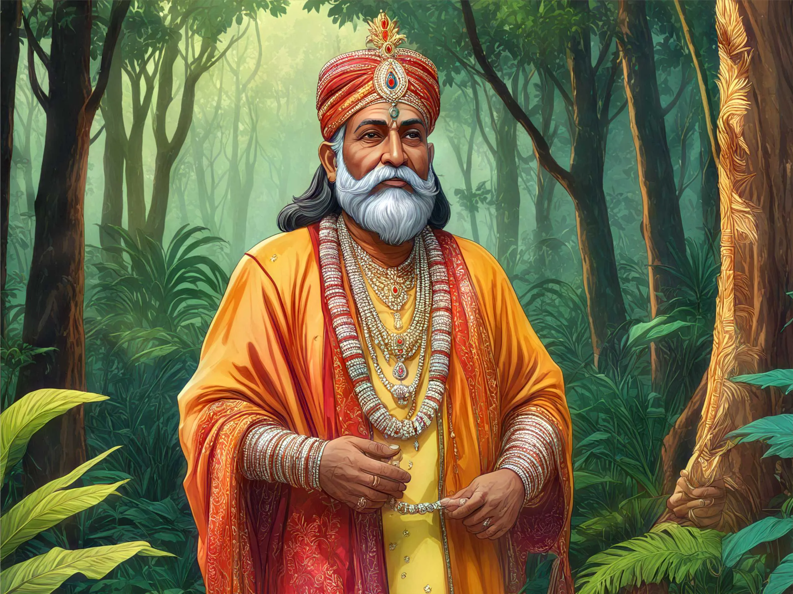 cartoon image of an Indian king in jungle