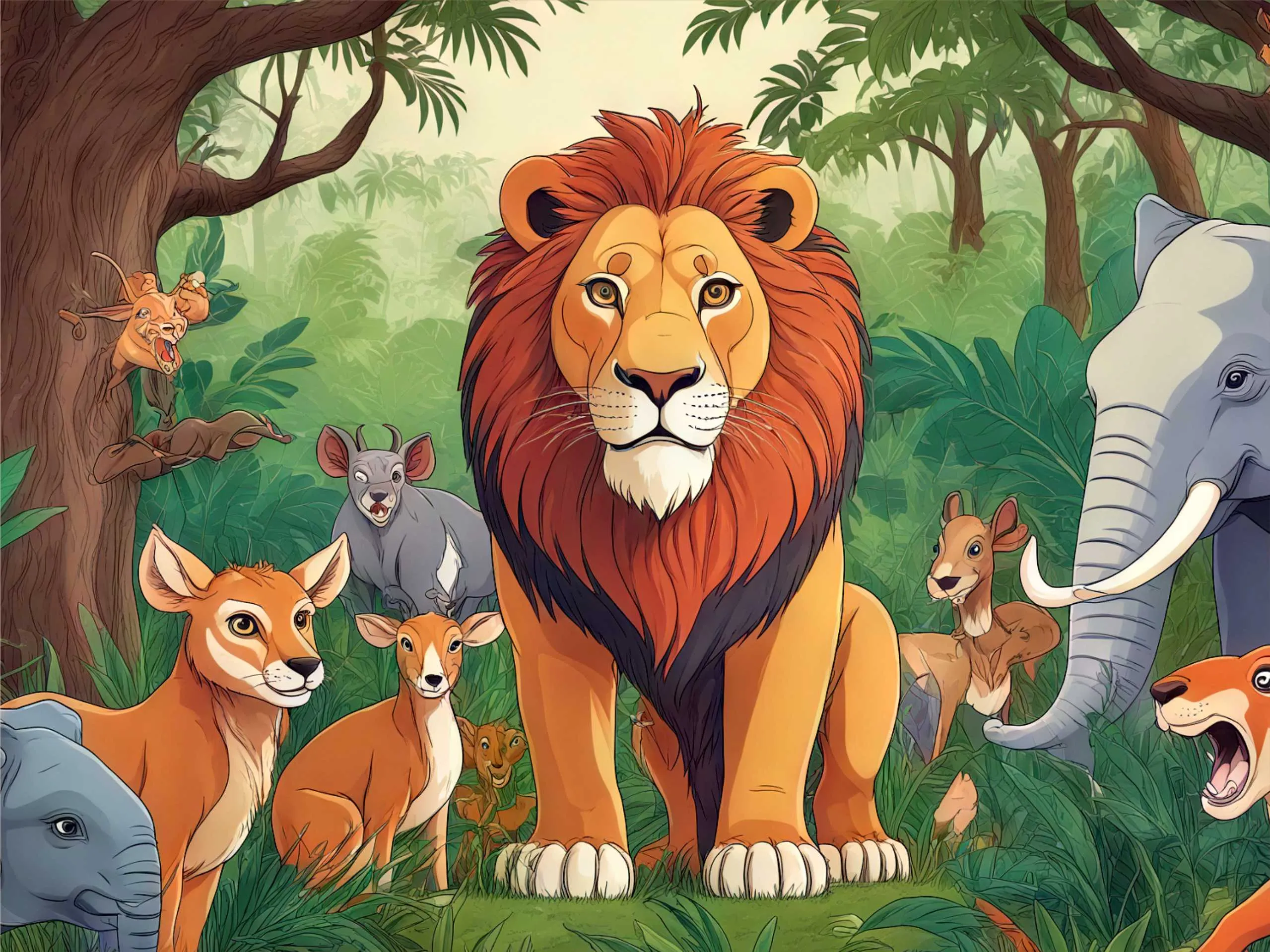 cartoon image of jungle animals