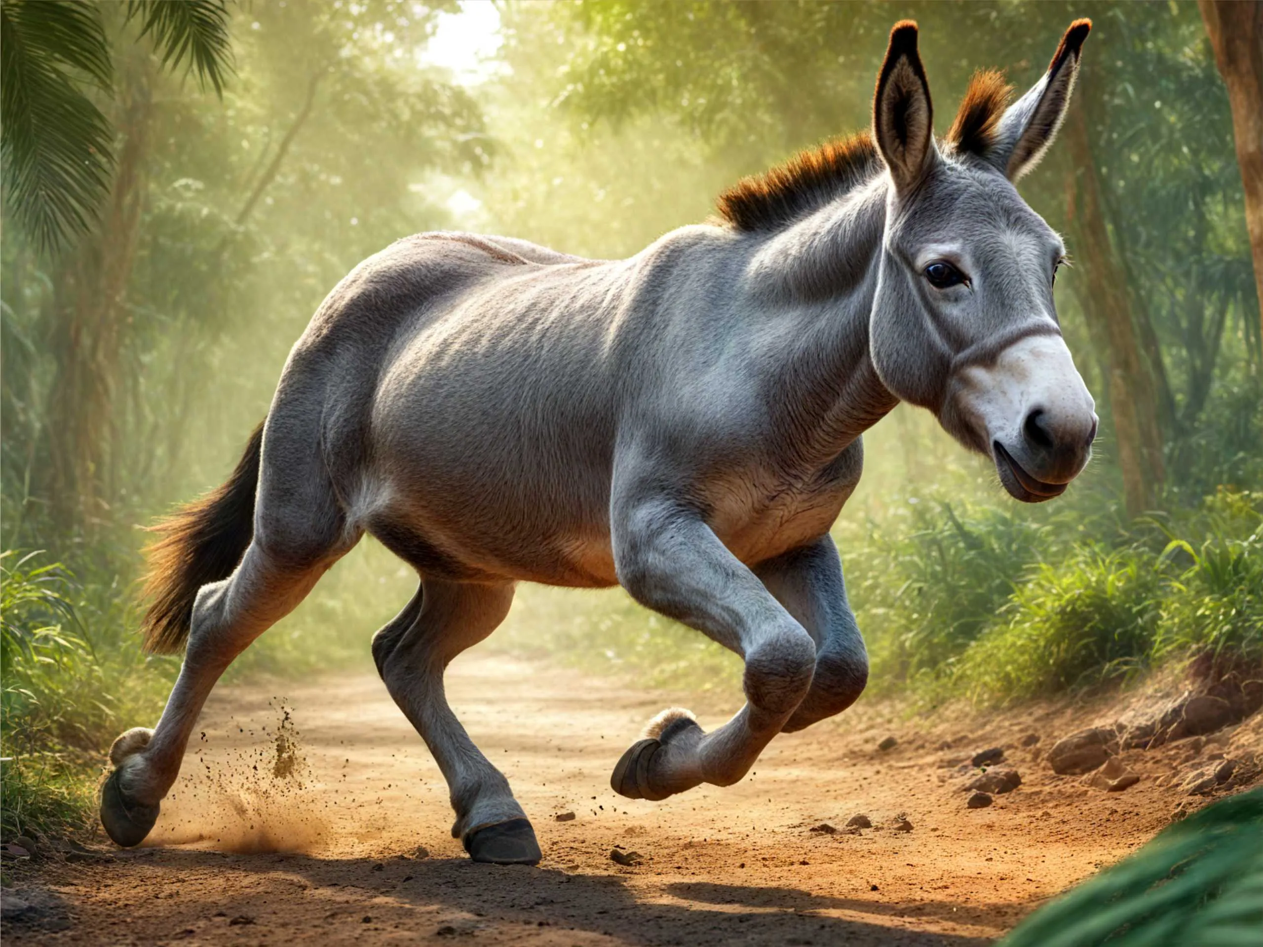 Cartoon image of a donkey in jungle