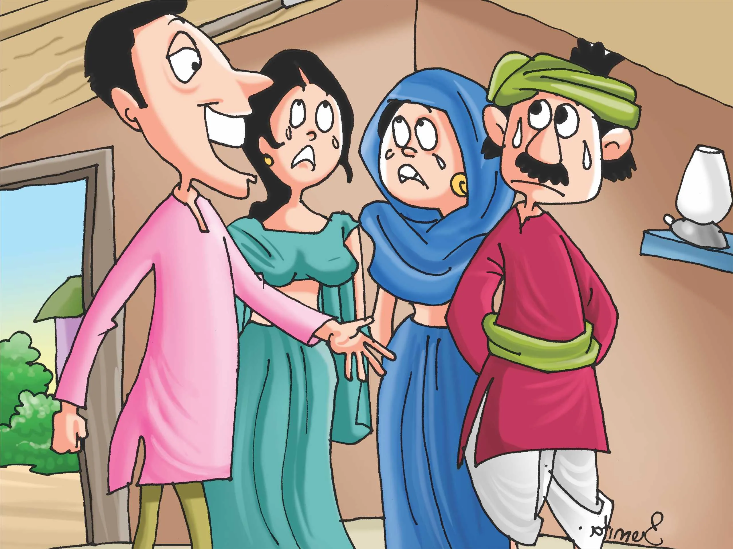 Farmer family cartoon image