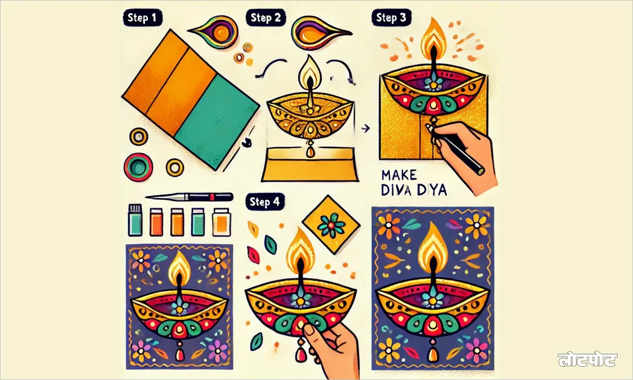 Diwali Craft How to make Diwali Diya Card