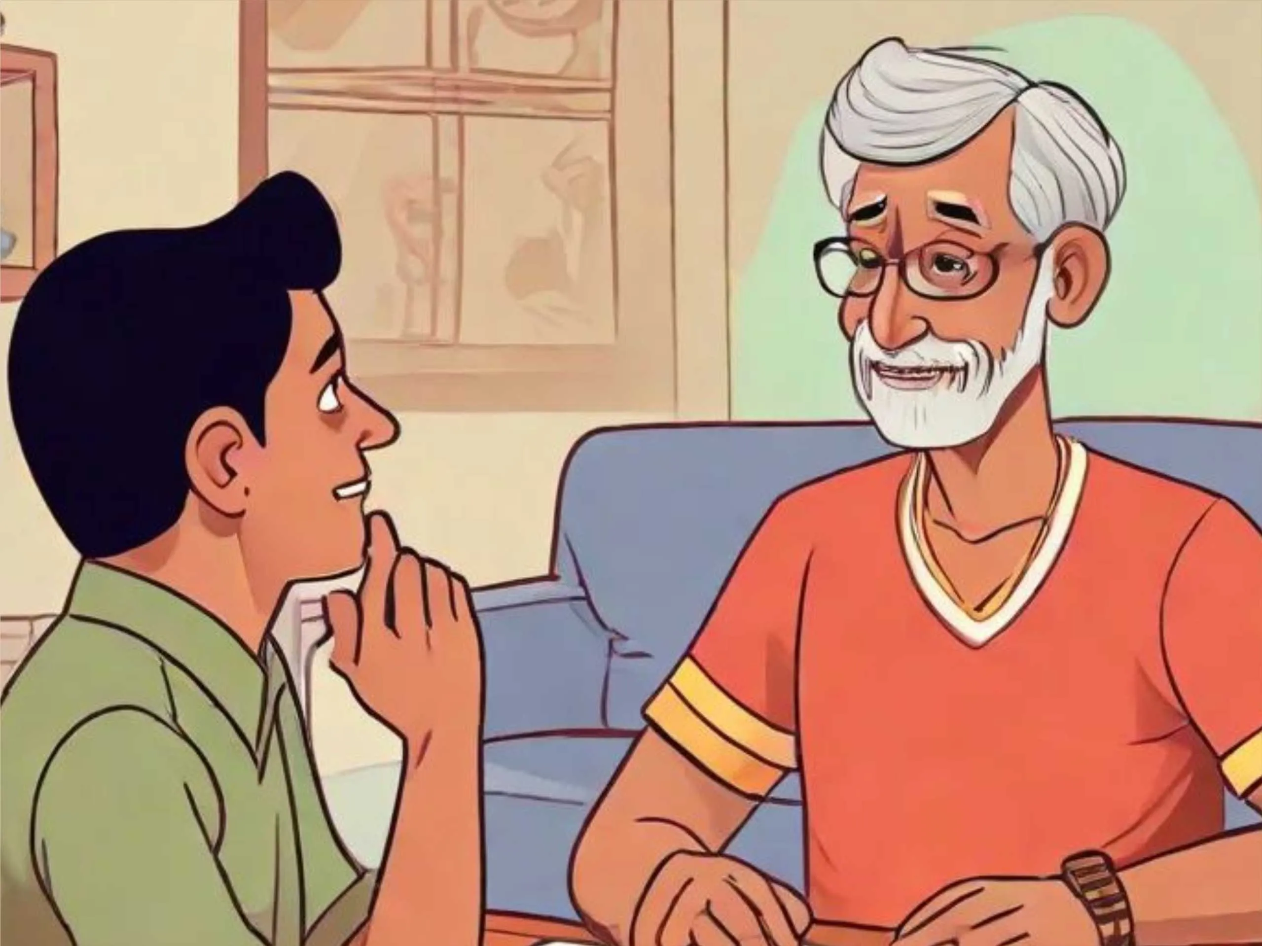 cartoon image of a man with his father