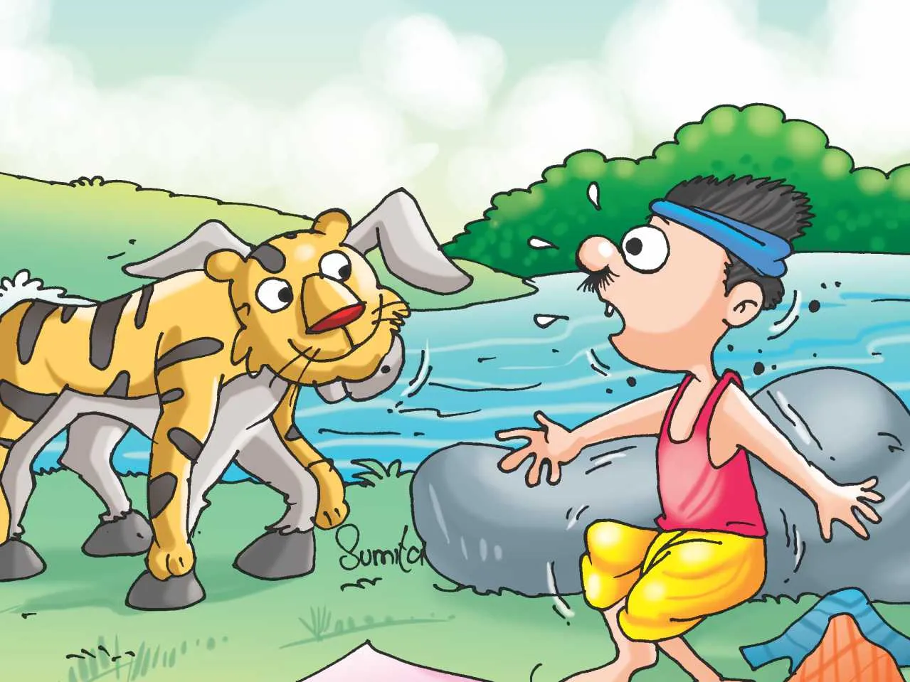 Donkey in Tiger Skin Cartoon image