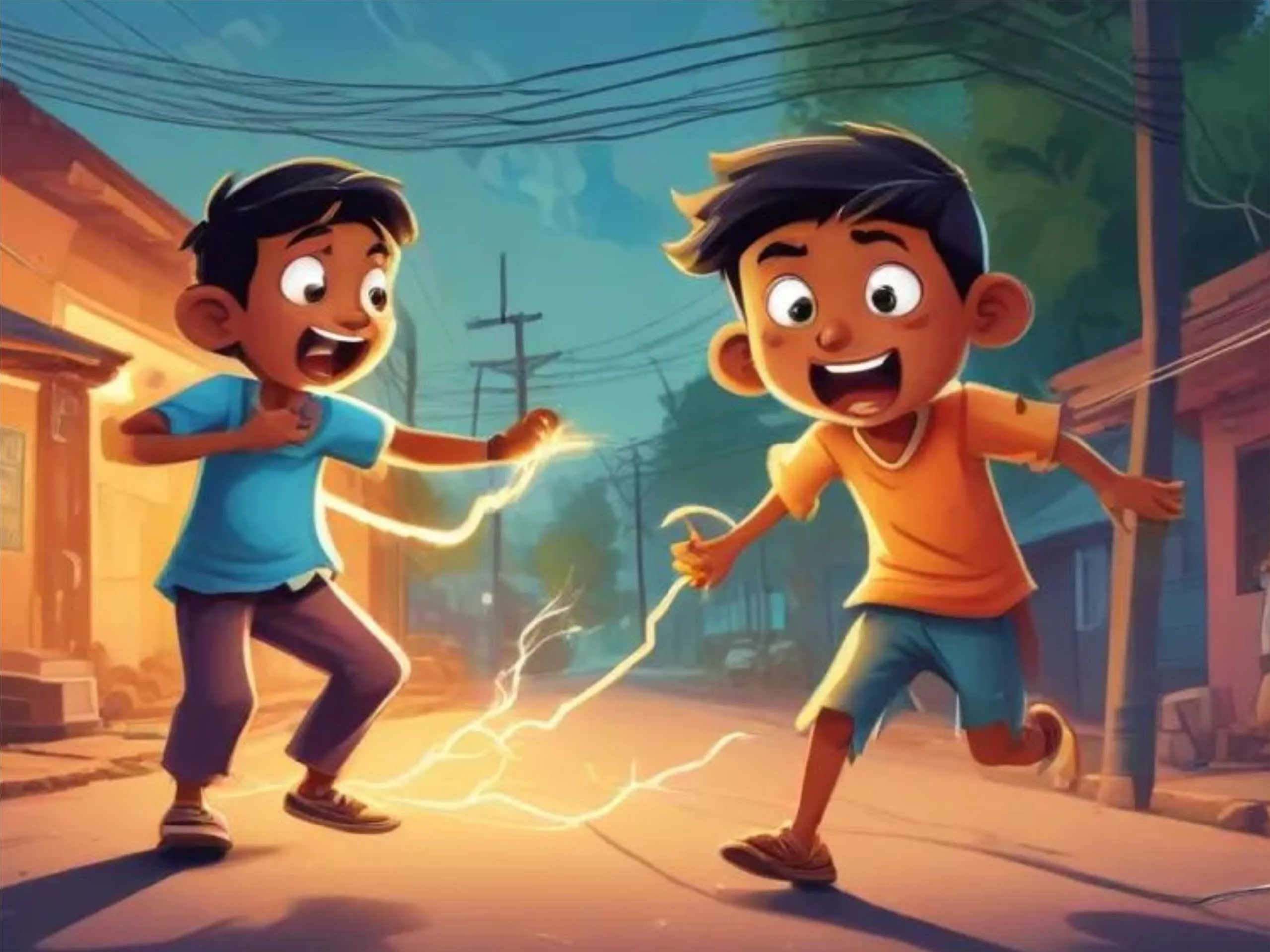 cartoon image of Indian village boys