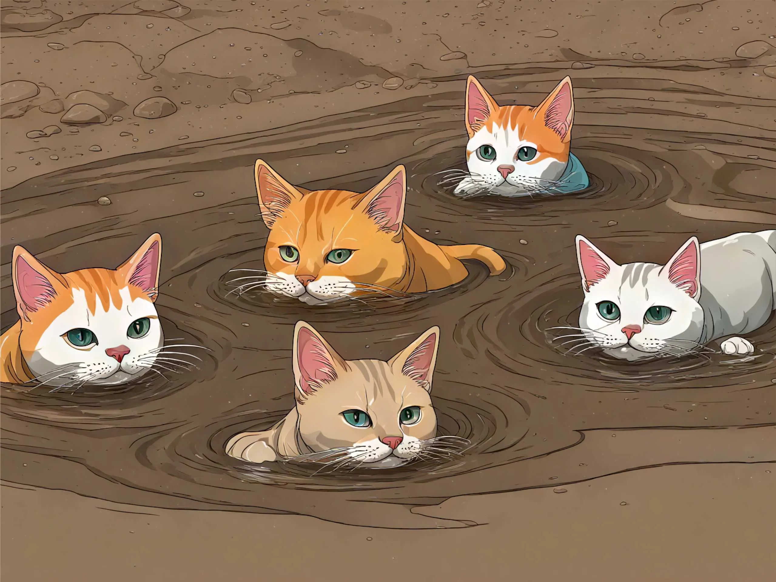 cats drowned in mud
