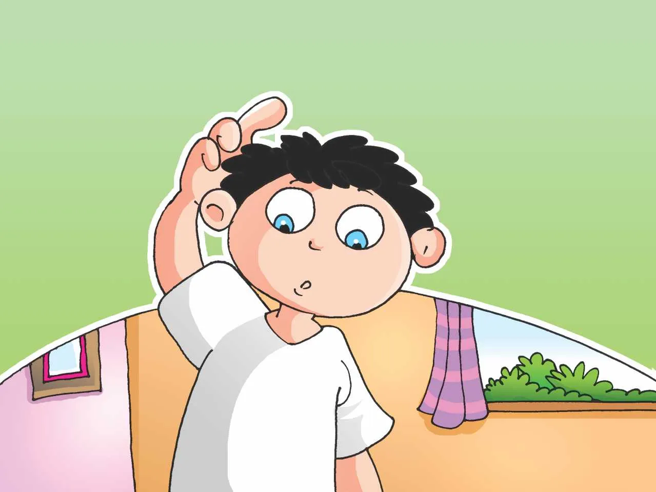 Boy Thinking Cartoon Image