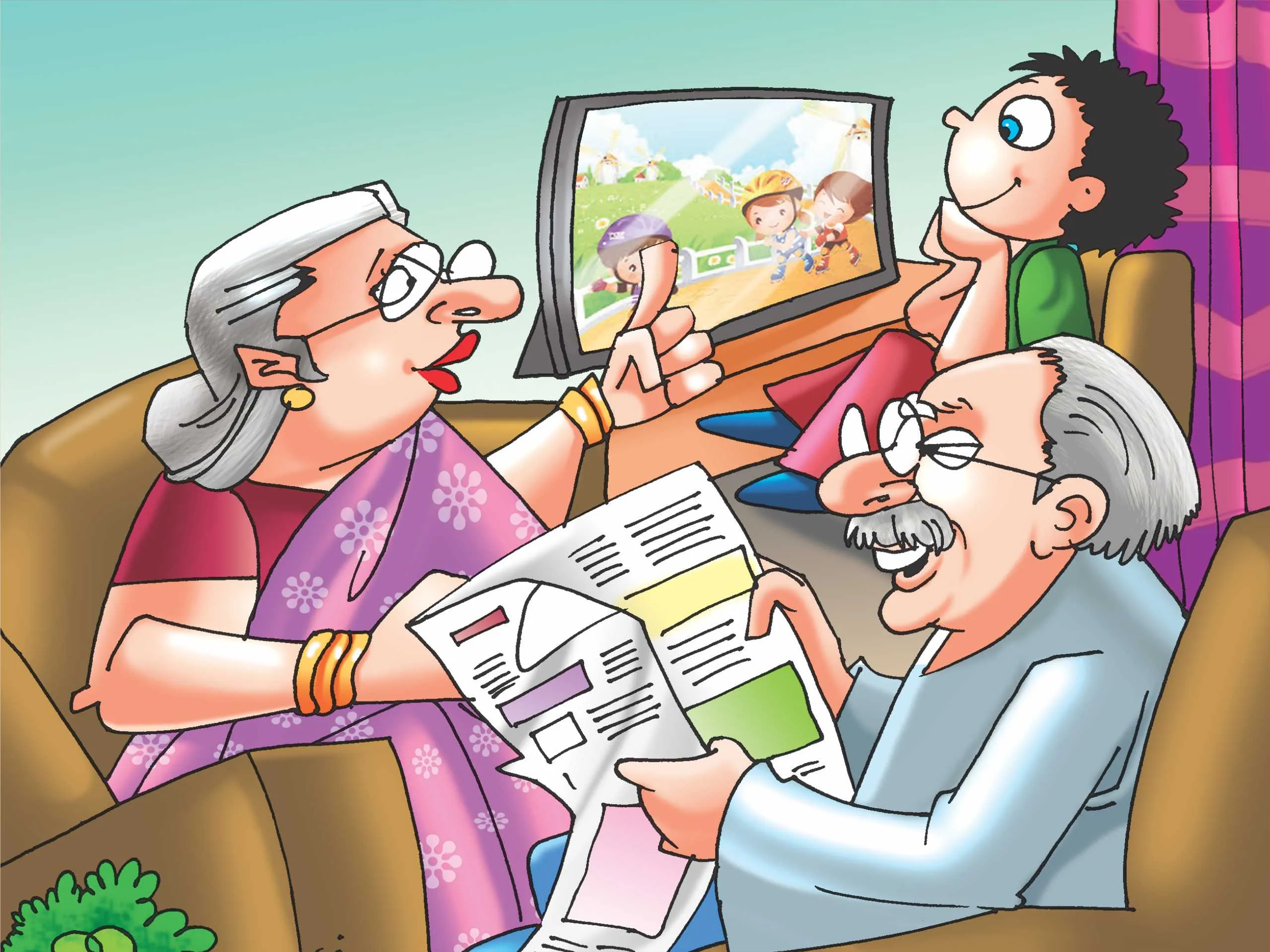 cartoon image of an old couple 