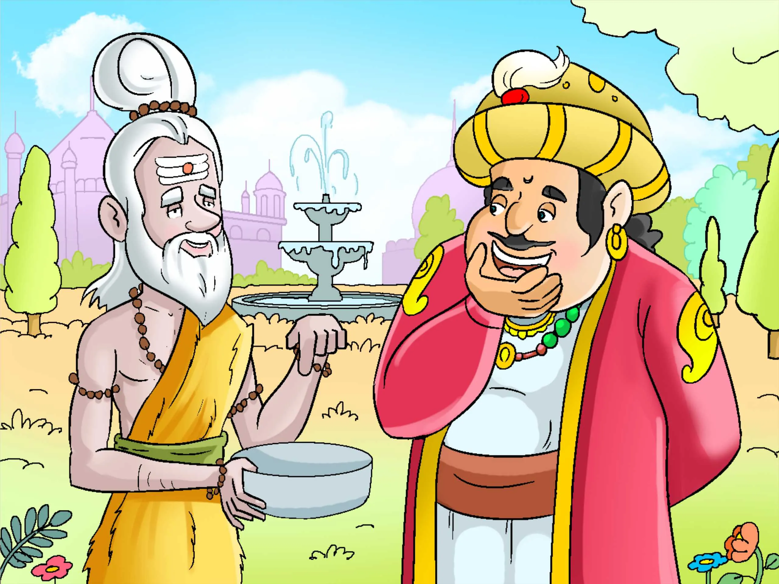 King talking to saint cartoon image lotpot