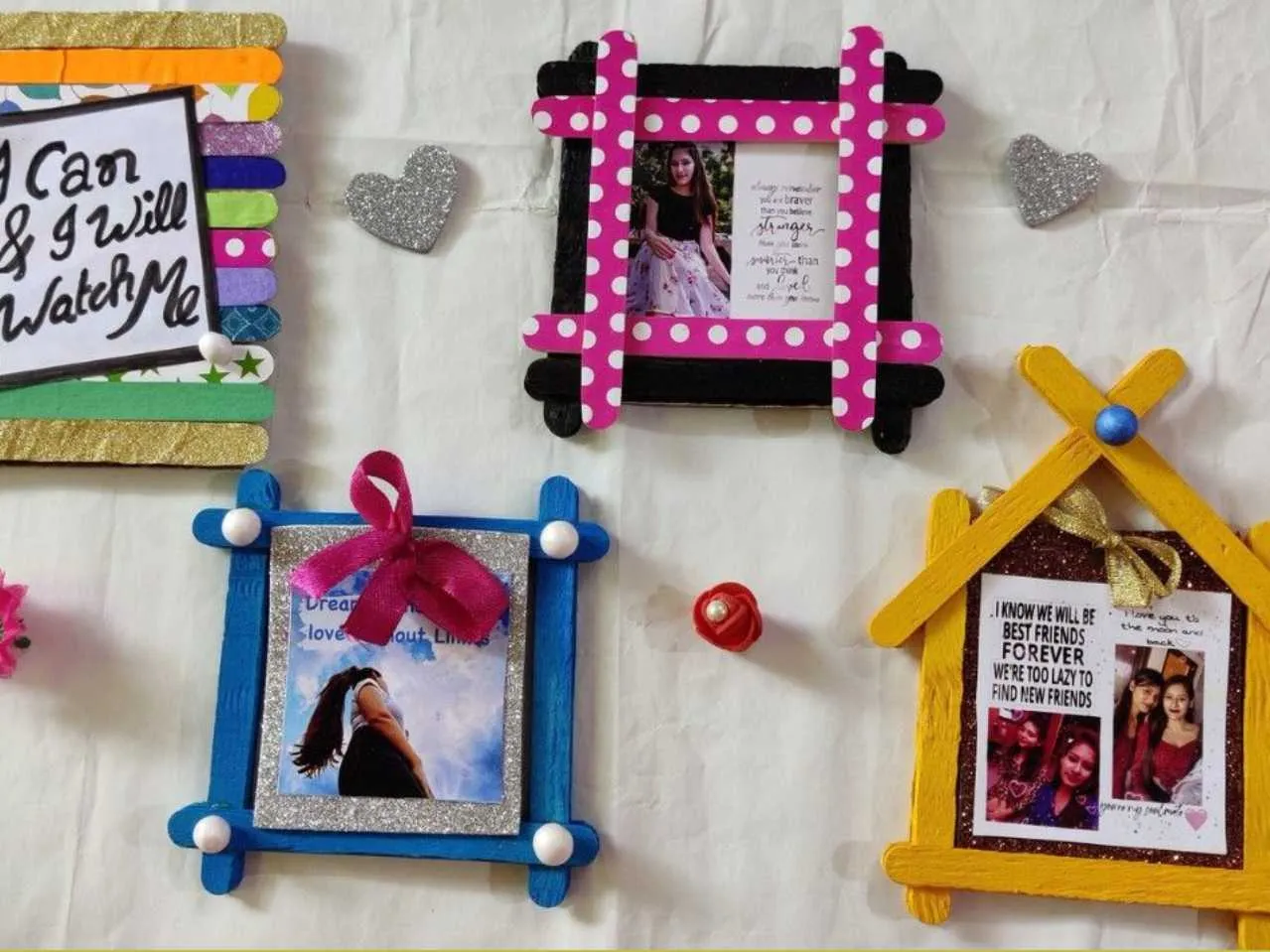 Photo frame with ice cream sticks