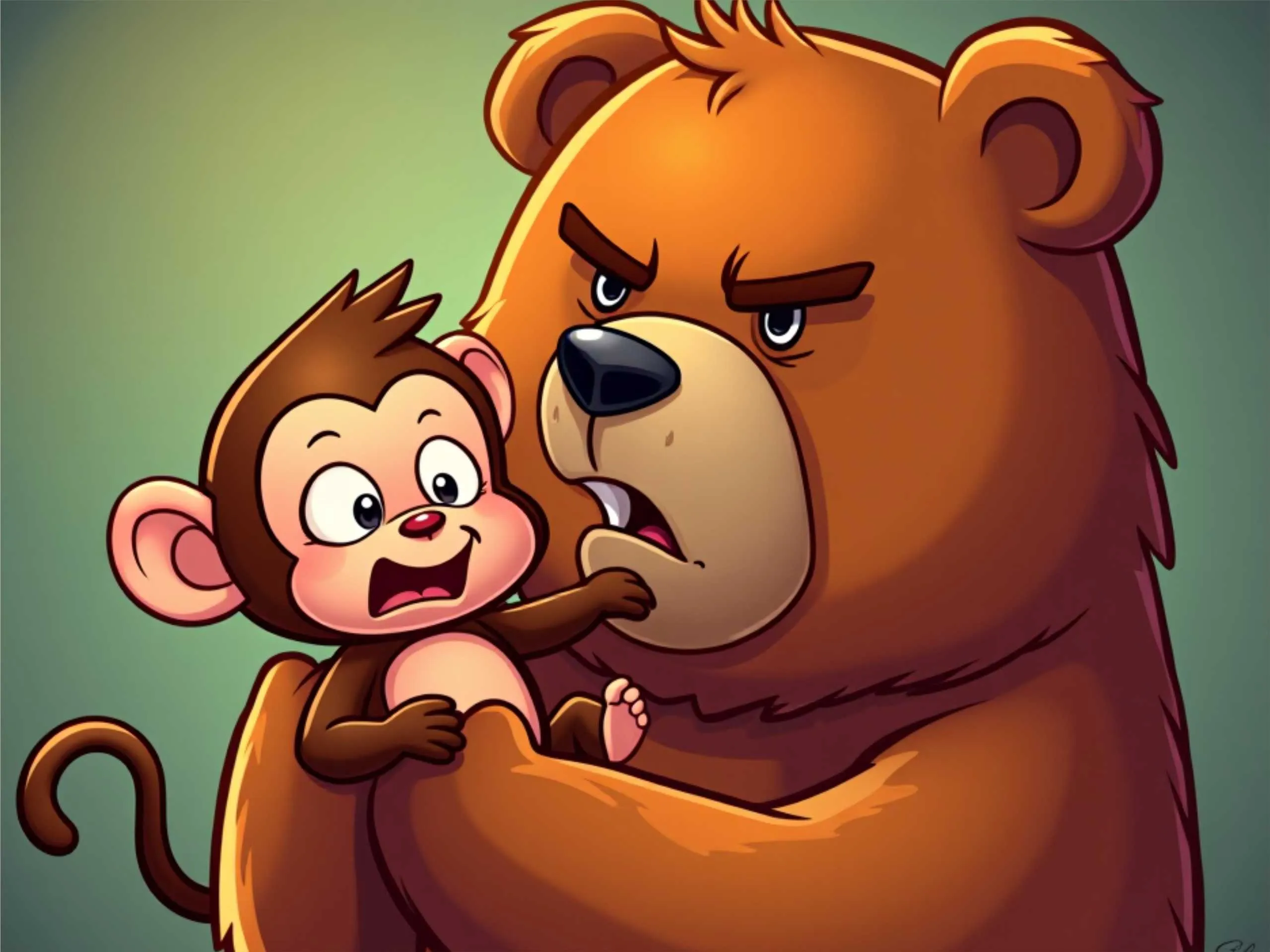 cartoon image of a monkey with bear