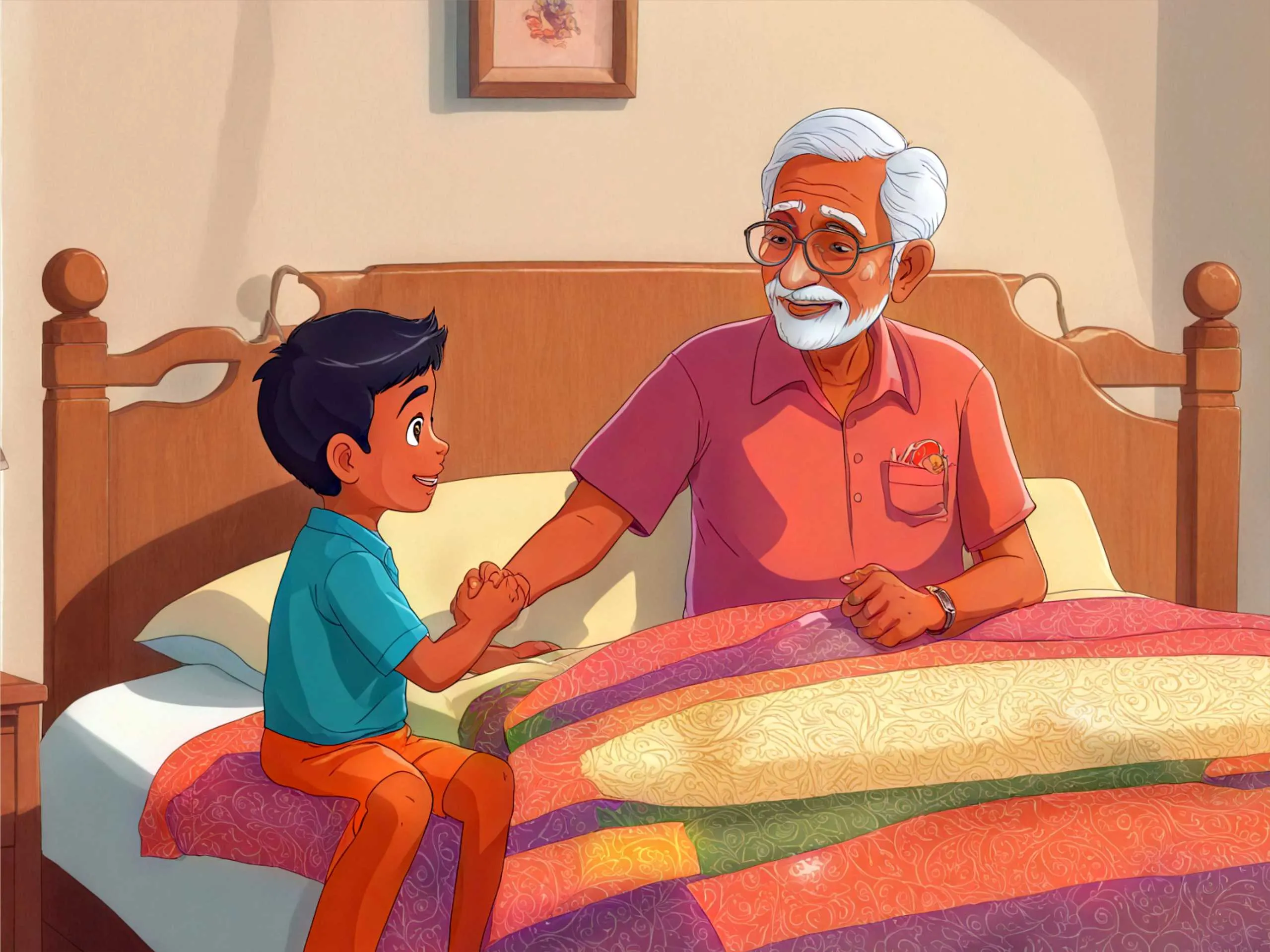 cartoon image of a kid with his grandfather