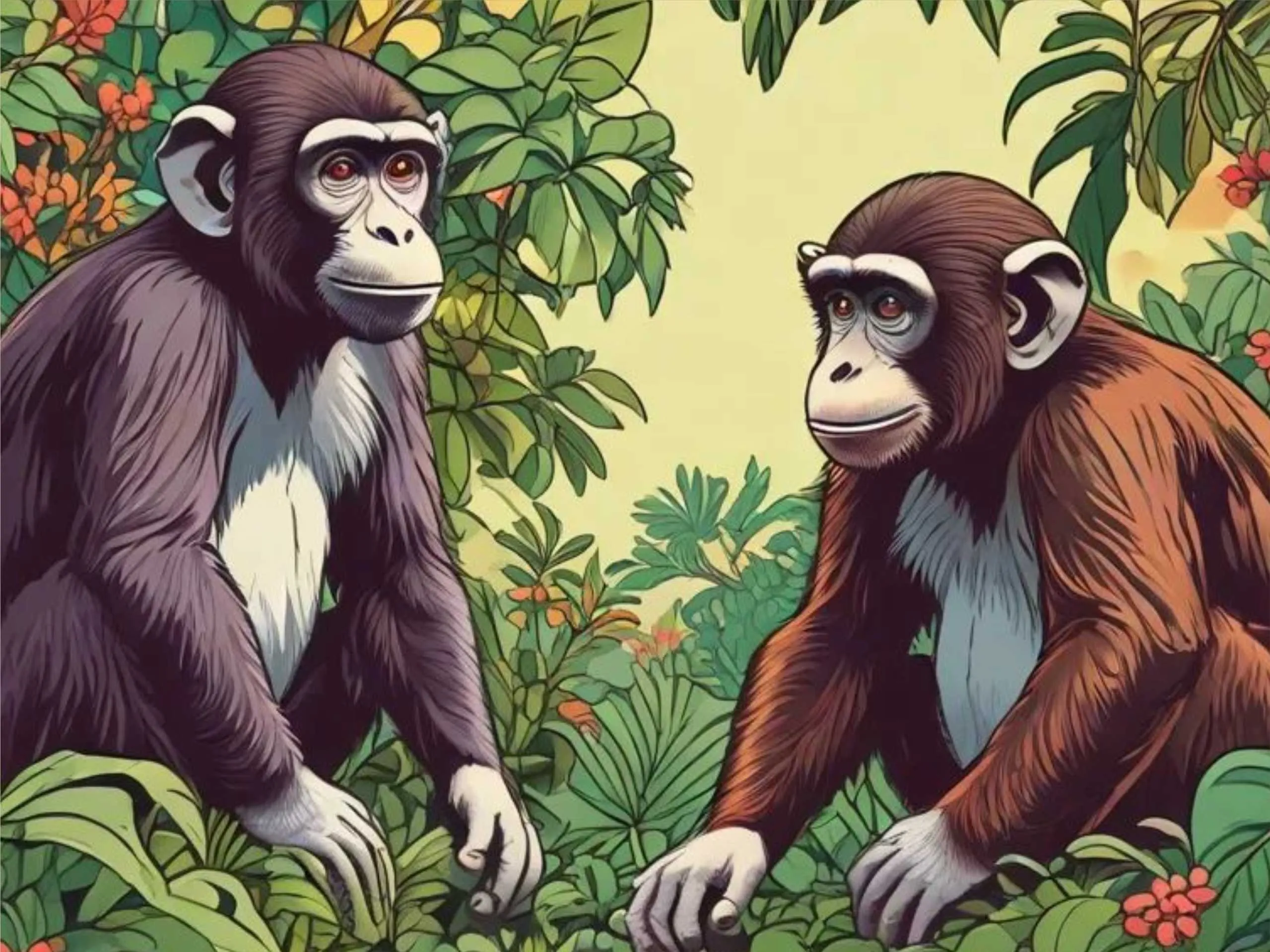 cartoon image of two monkeys