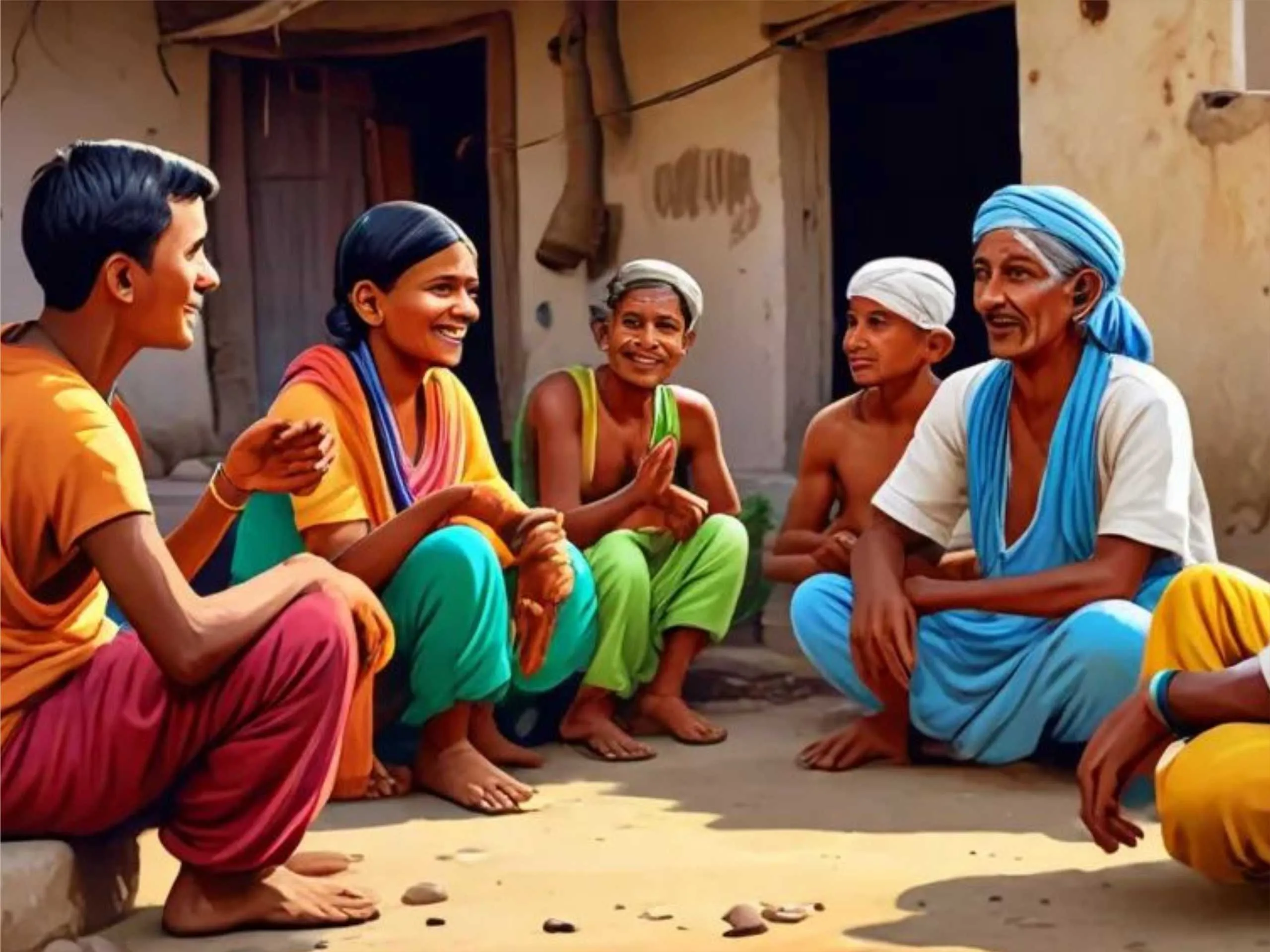 cartoon image of indian villagers