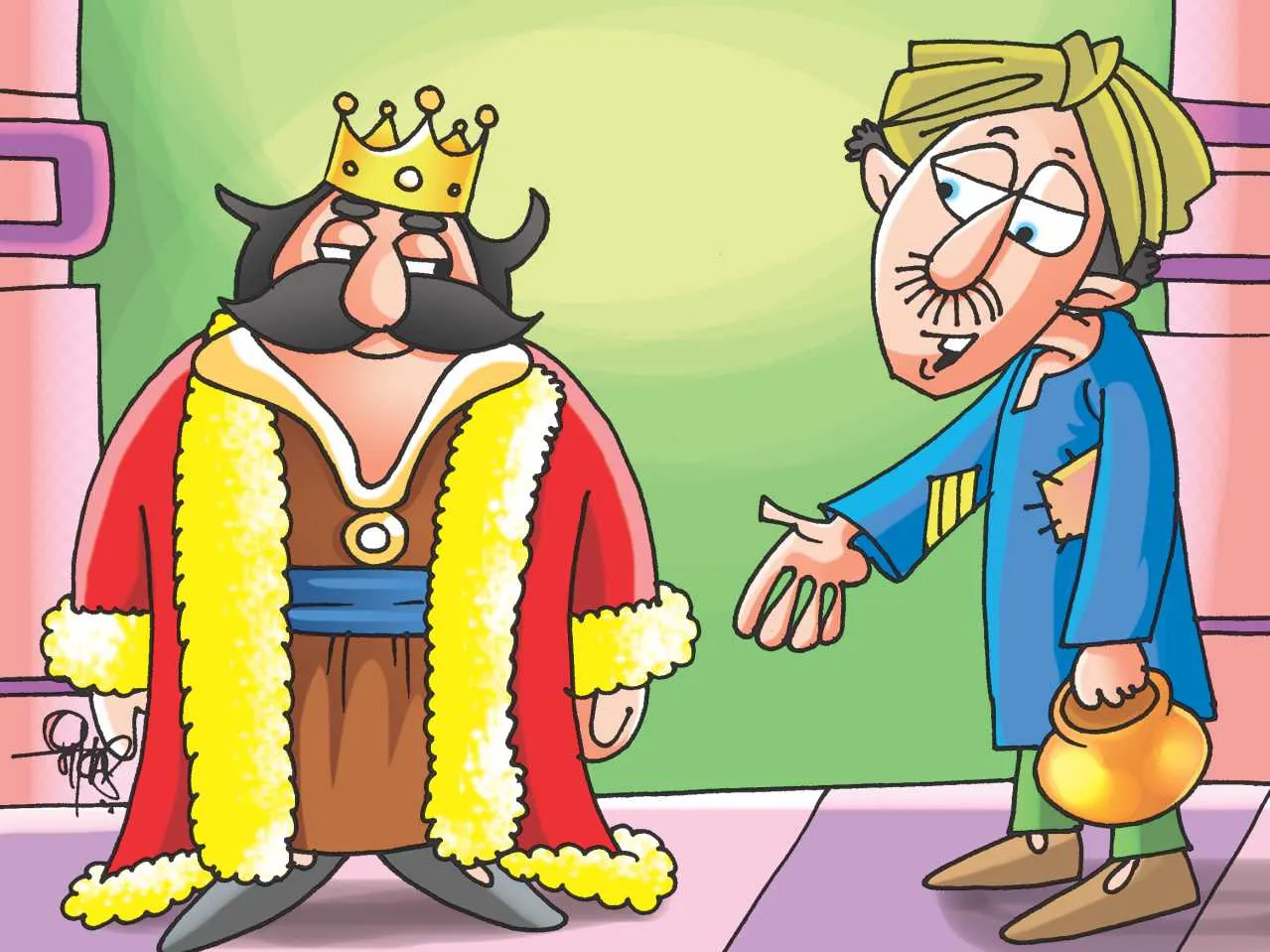 King and farmer cartoon image