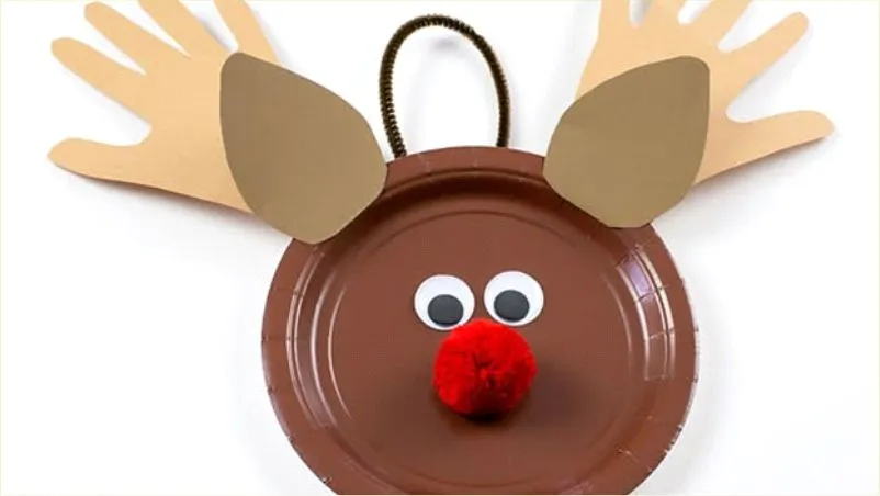   Craft: Reindeer craft made of paper plate