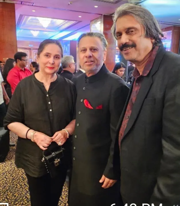Ketan ( Manmohan) Desai with his wife Kanchan and sr journalist Chaitanya Padukone