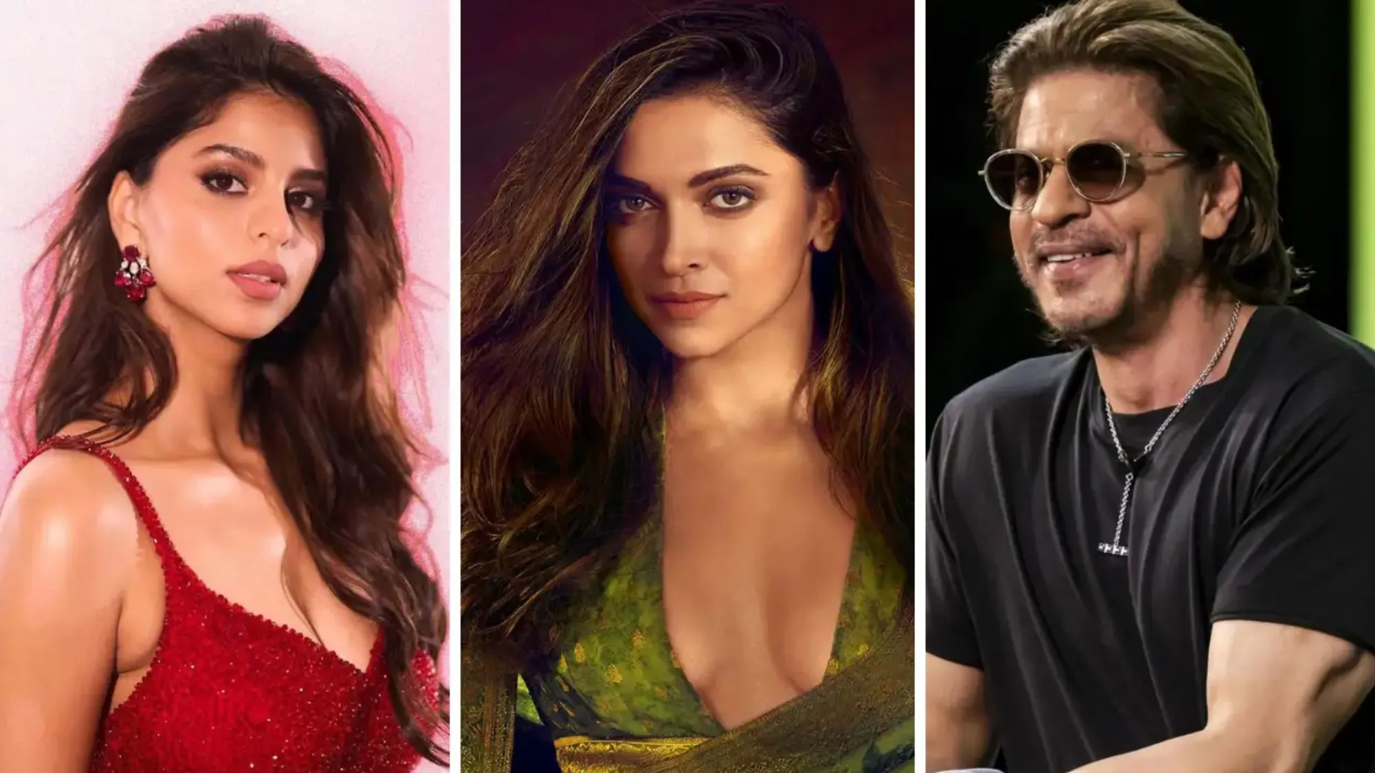 Shah Rukh Khan,  Suhana Khan, Deepika Padukone 