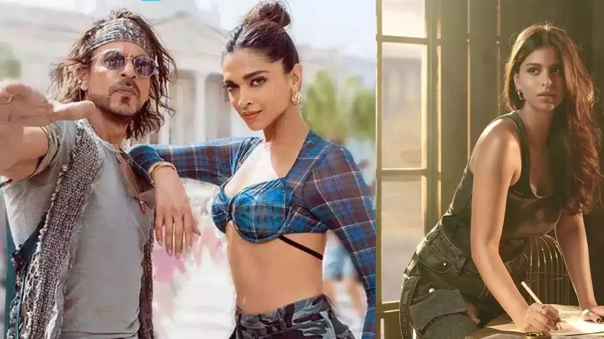 Shah Rukh Khan,  Suhana Khan and Deepika Padukone 