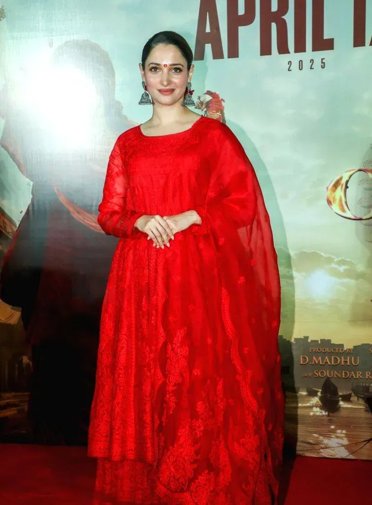 Tamannaah Bhatia arrived at the Odela 2 Trailer Launch event wearing a gajra and a red suit, and told whom she wants to hold in her fist