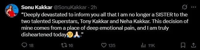Sonu Kakkar Post