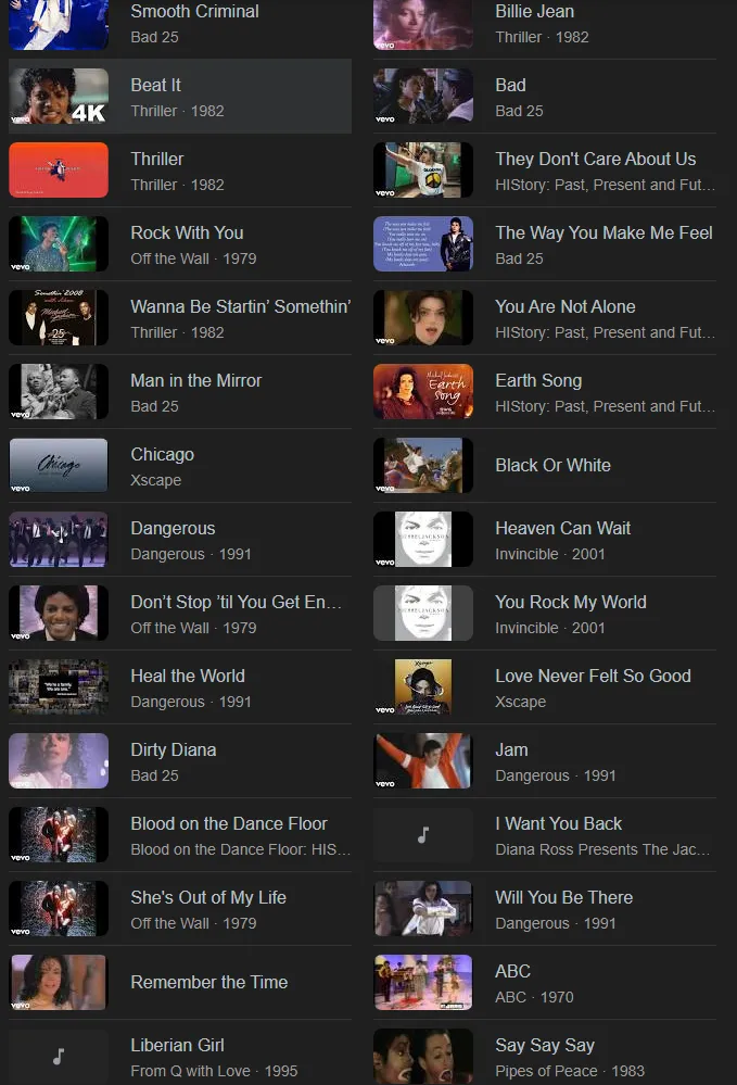 michael jackson songs