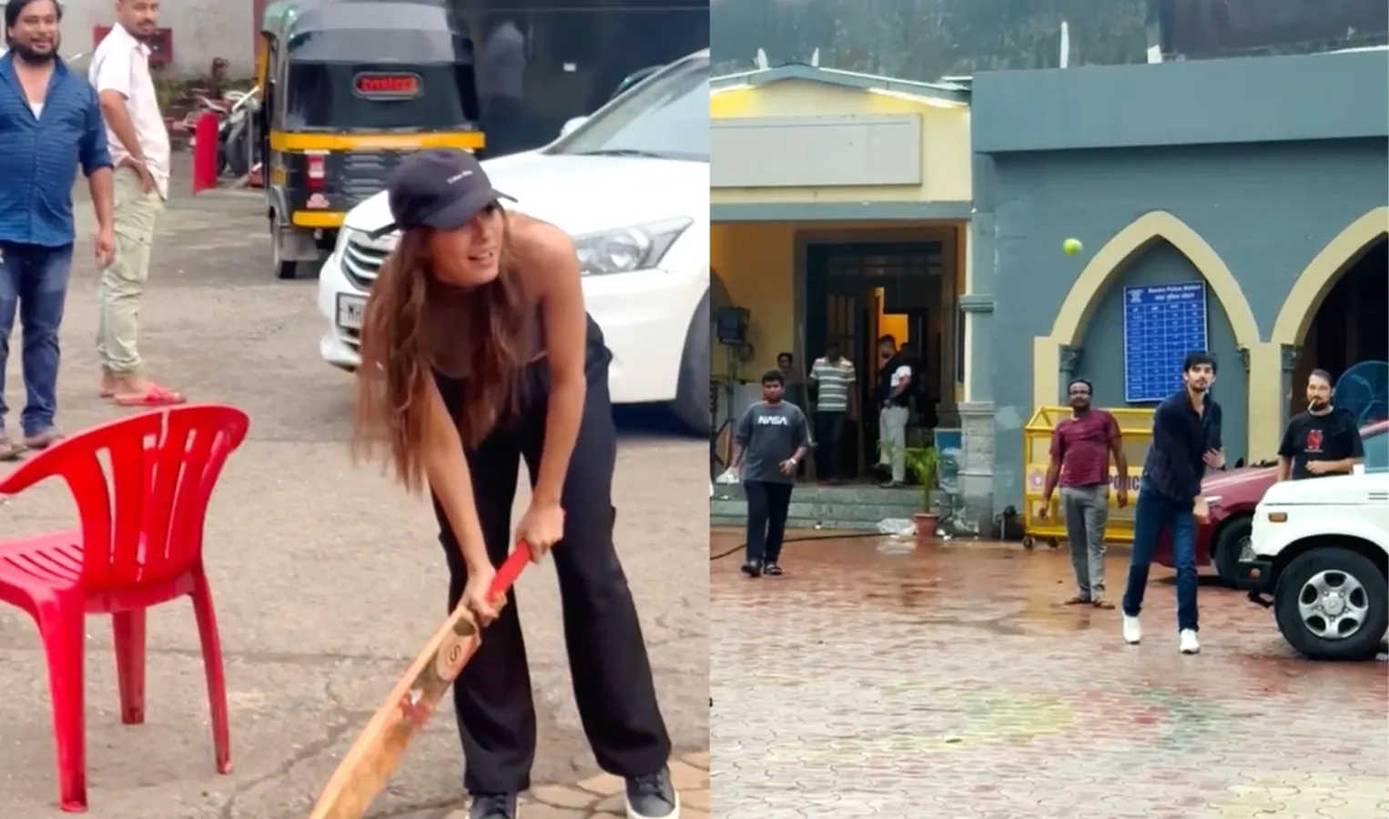 Adrija Roy and Paras Kalnawat played cricket on the sets of Kundali Bhagya