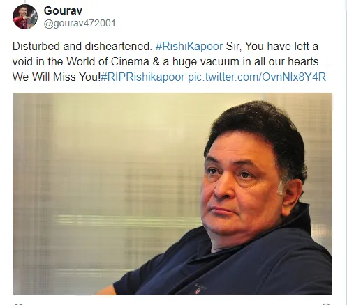 Rishi Kapoor Death : ऋषि कपूर के निधन पर बॉलीवुड के साथ फैंस का भी टूटा दिल, सोशल मीडिया पर दी श्रद्धांजलि