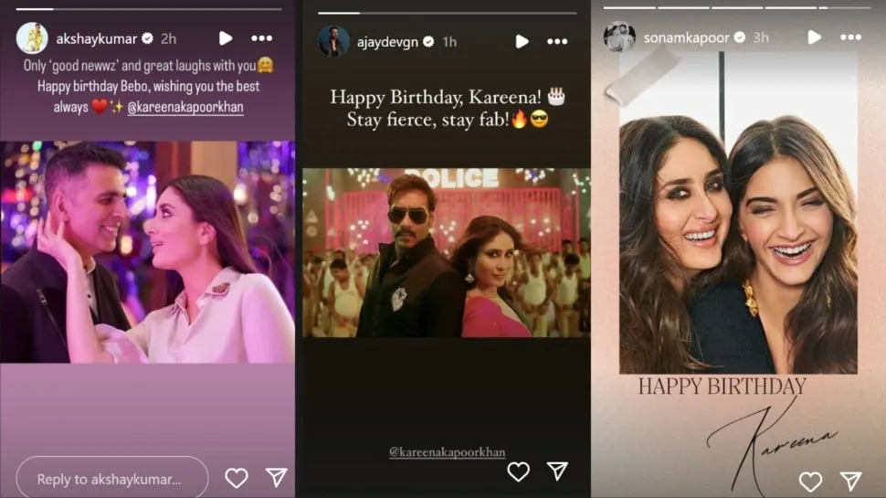 Ajay Devgn, Akshay Kumar and Sonam Kapoor wished Kareena Kapoor.