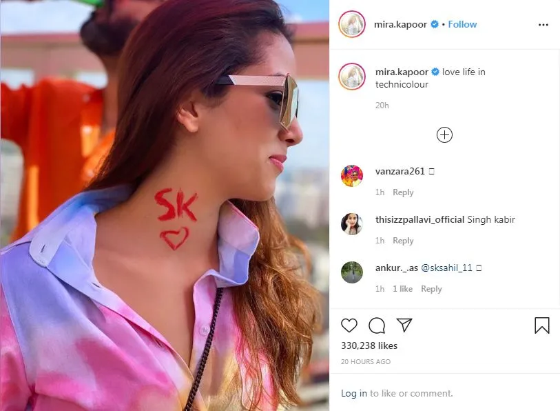 Mira Rajput ने अपने पति Shahid Kapoor के लिए होली पर बनाया टैटू , तस्वीर हो रही है वायरल