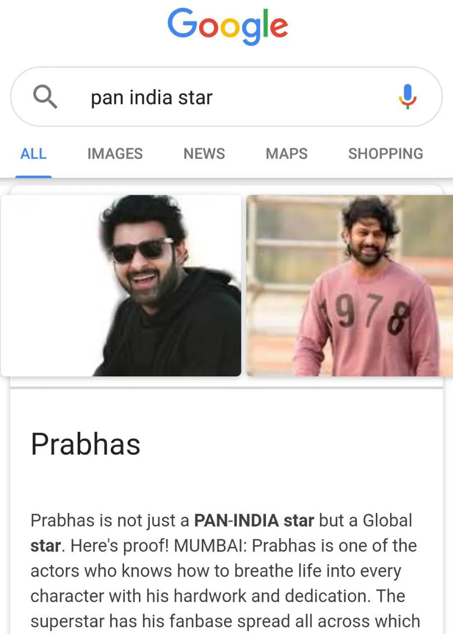 इंटरनेट पर पैन-इंडिया स्टार गूगल करने पर क्यों केवल प्रभास का नाम आता है सामने, जाने इसकी वजह!